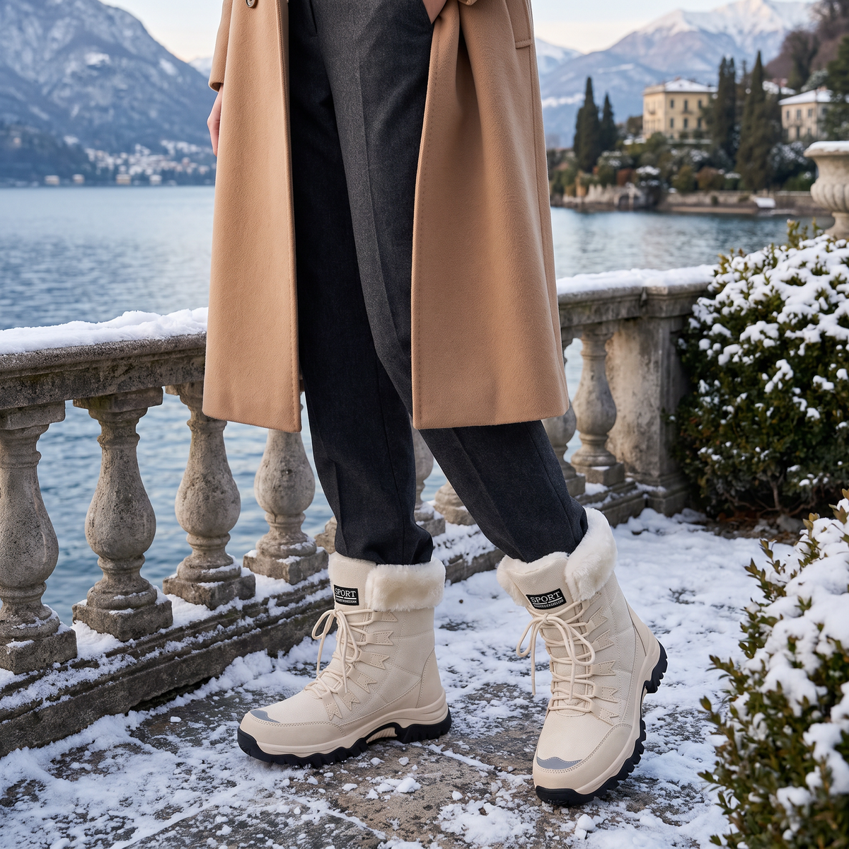 Bottes matelassées à lacets et revers en fausse fourrure — Amielle Paris — vue 2