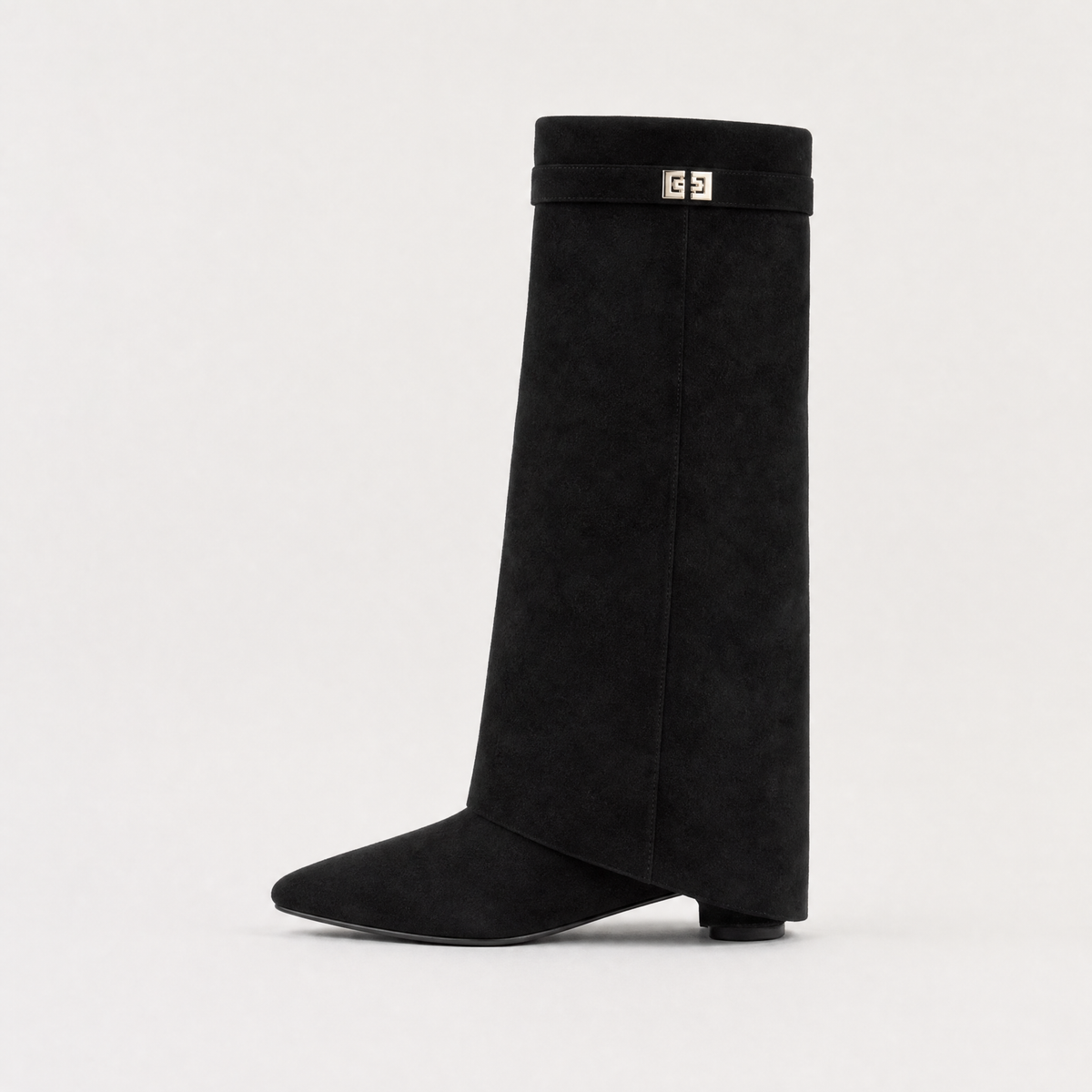 Bottes à tige évasée, détail métallique et talon bloc — Amielle Paris — vue 1