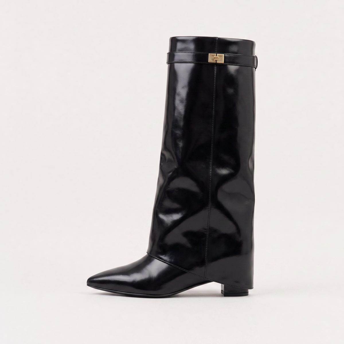 Bottes à tige évasée, détail métallique et talon bloc — Amielle Paris — vue 8