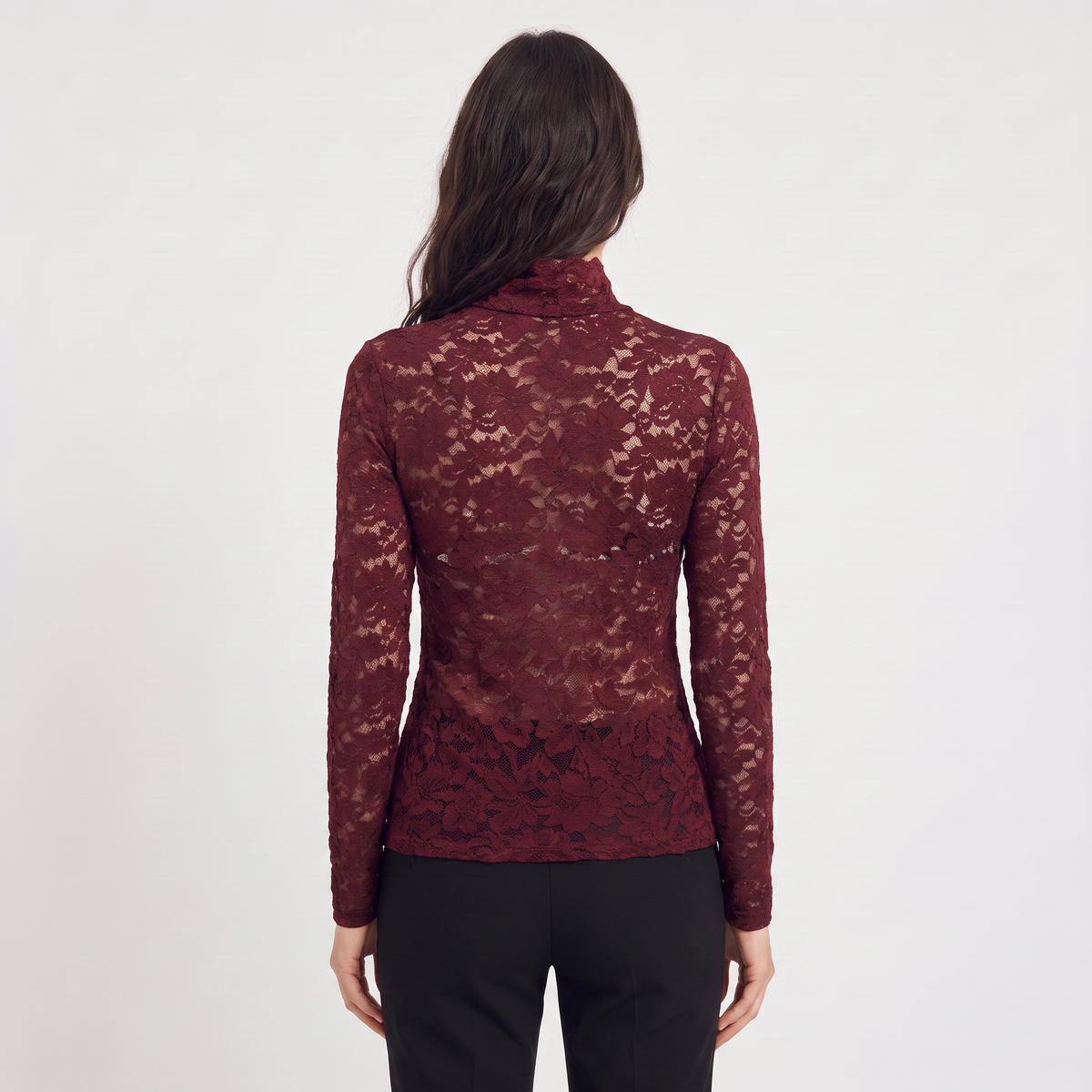 Blouse ajustée en dentelle à col montant — Amielle Paris — vue 5