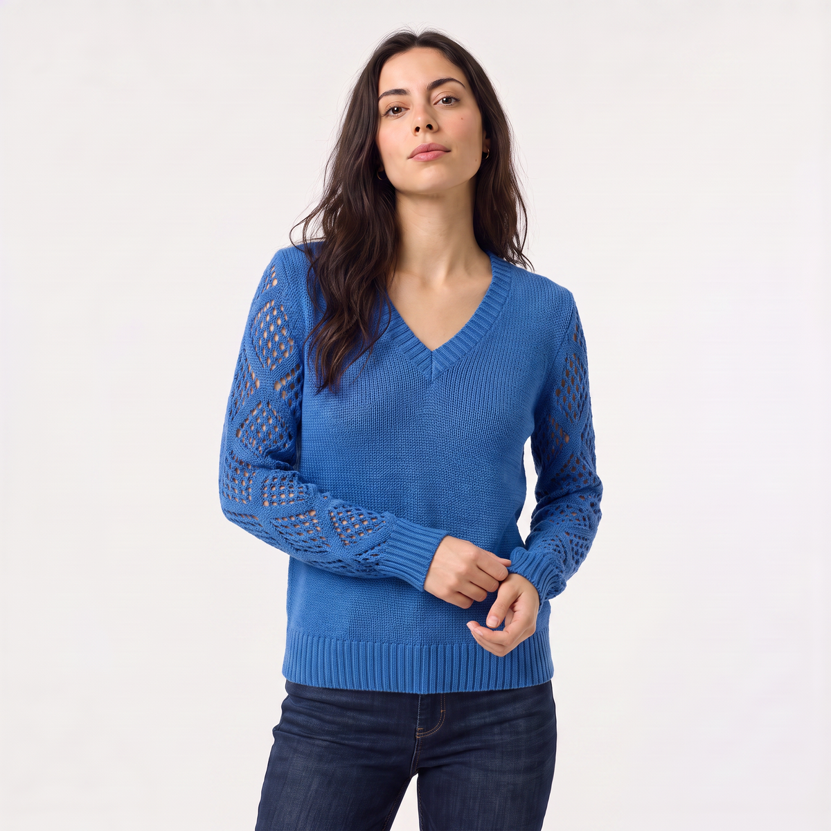 Pull col V à manches ajourées — Amielle Paris — vue 8