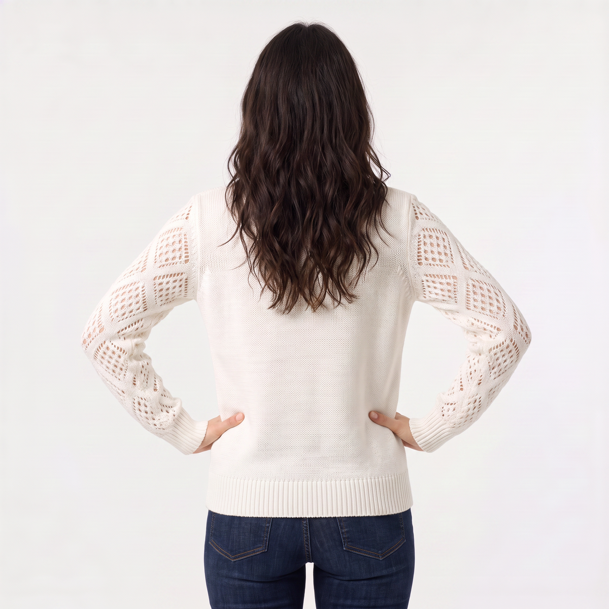 Pull col V à manches ajourées — Amielle Paris — vue 4