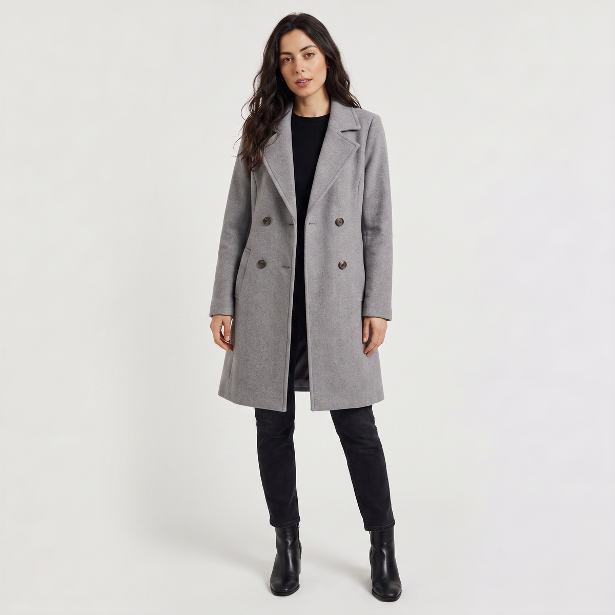 Manteau croisé mi-cuisse en laine mélangée — Amielle Paris — vue 4
