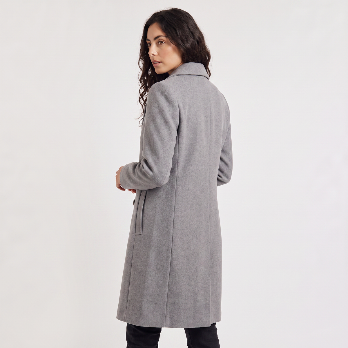 Manteau croisé mi-cuisse en laine mélangée — Amielle Paris — vue 5