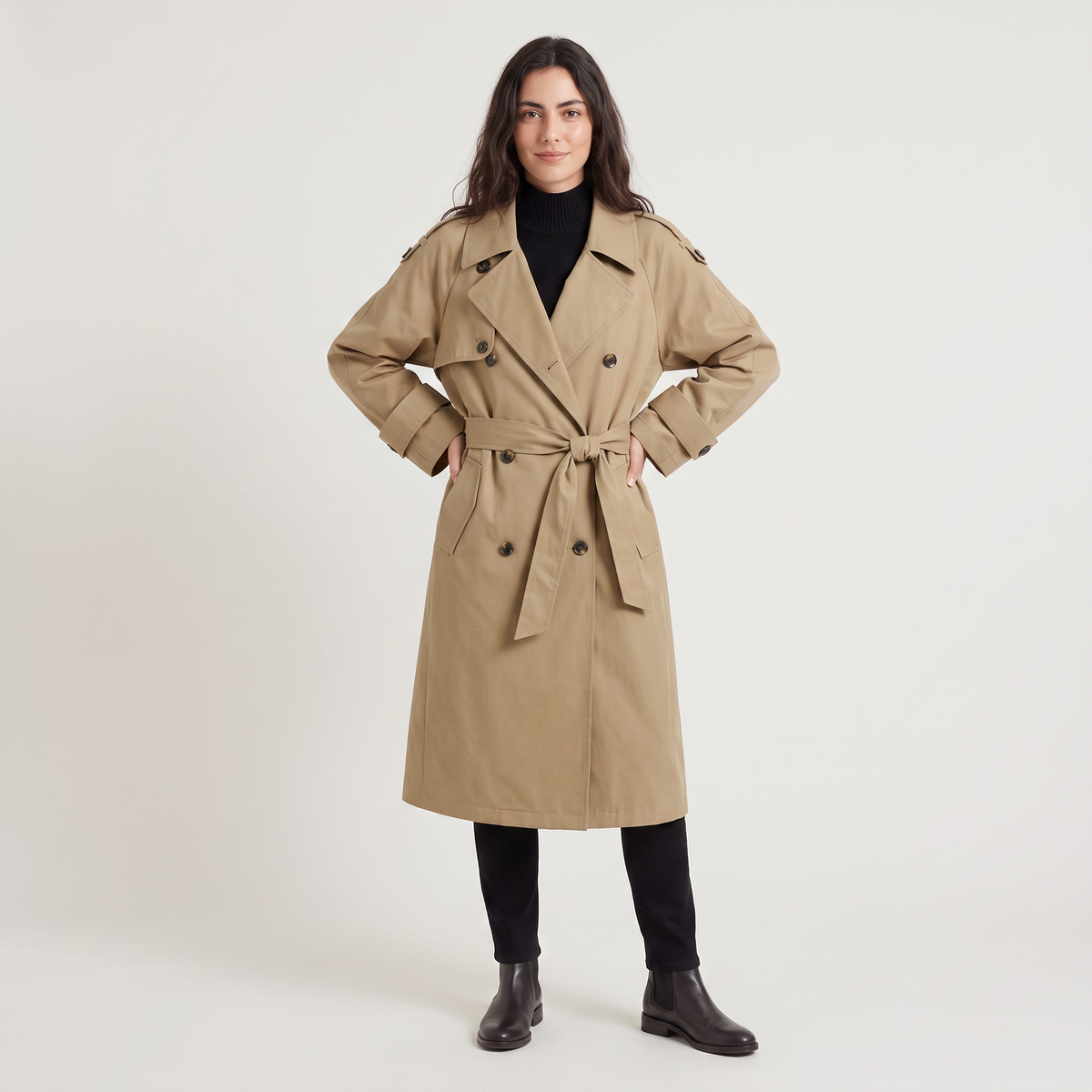 Trench ample en coton croisé et ceinturé — Amielle Paris — vue 4