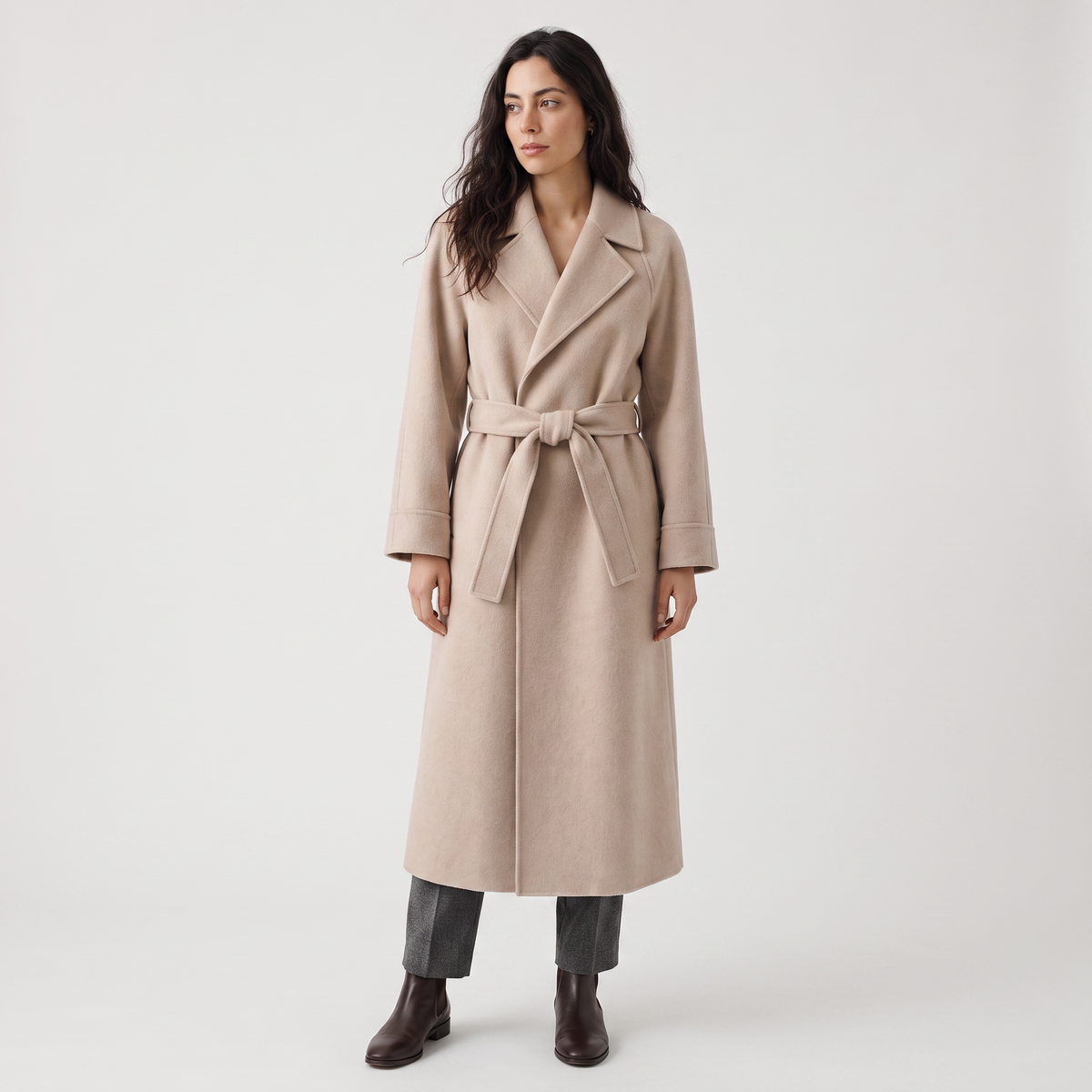 Manteau portefeuille long en laine mélangée — Amielle Paris — vue 1