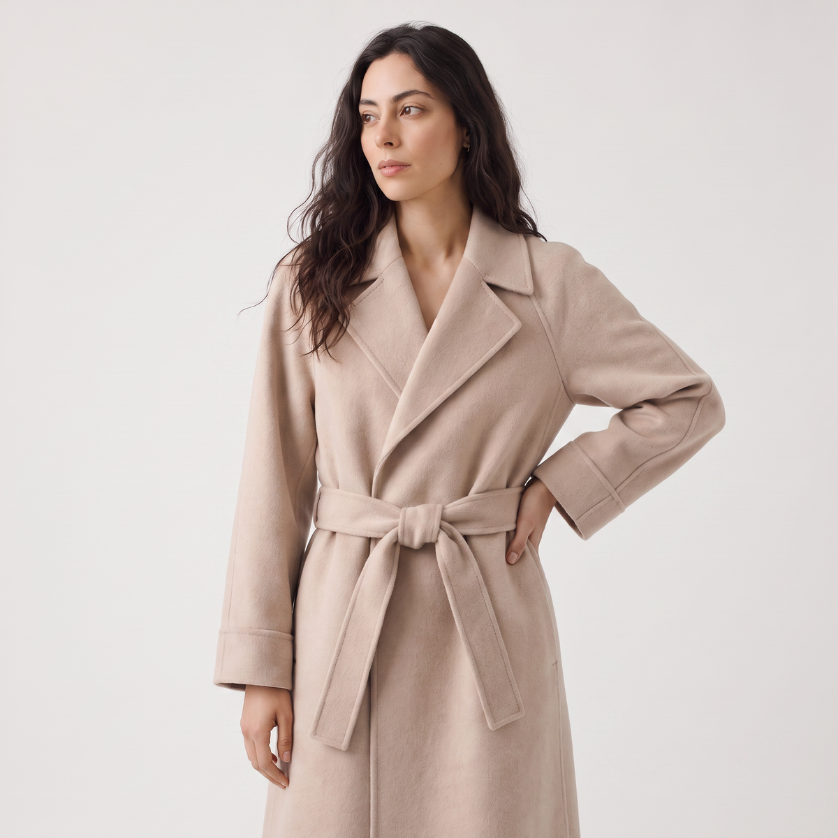Manteau portefeuille long en laine mélangée — Amielle Paris — vue 4