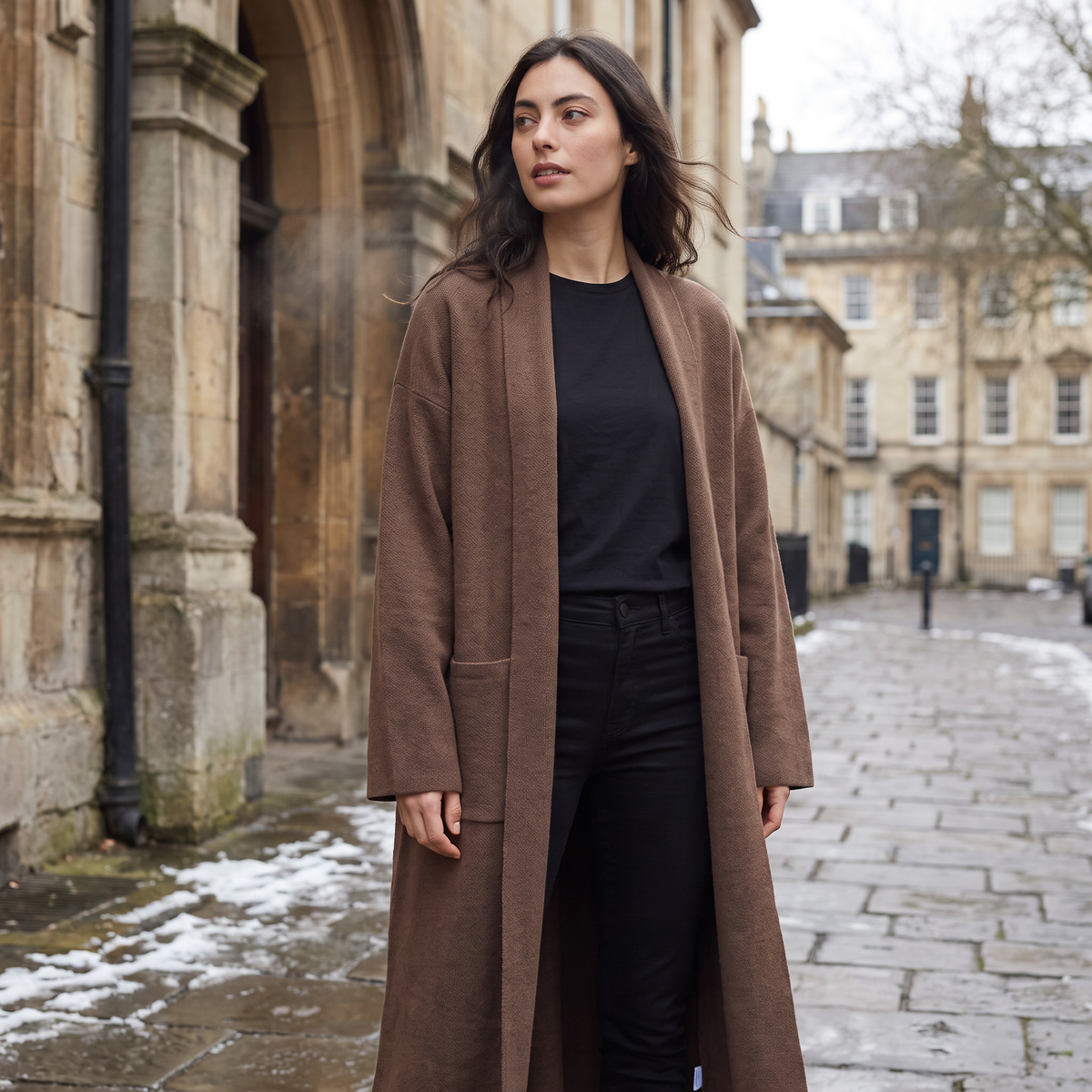 Cardigan long ouvert à poches plaquées — Amielle Paris — vue 2