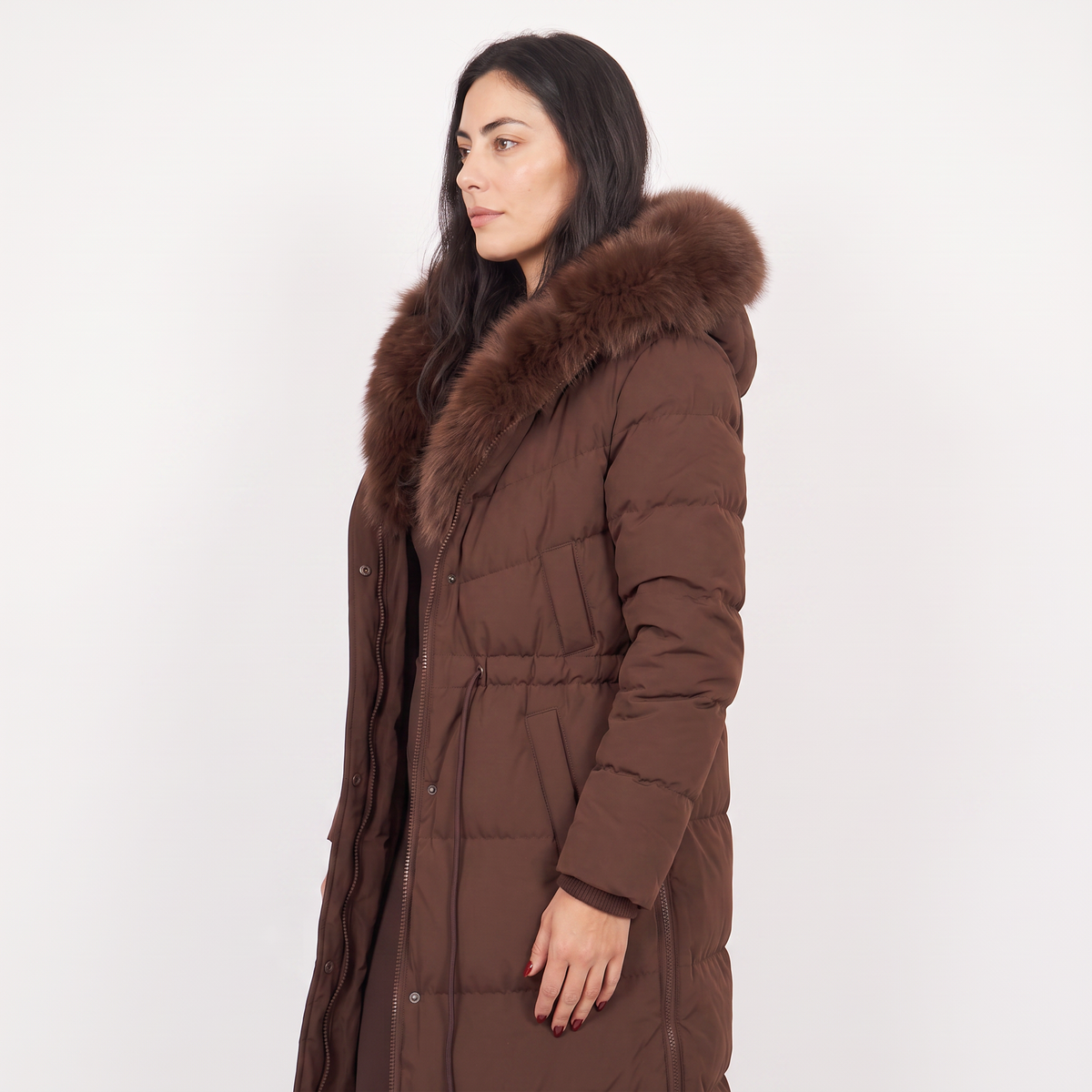 Doudoune longue à capuche et taille ajustable — Amielle Paris — vue 4