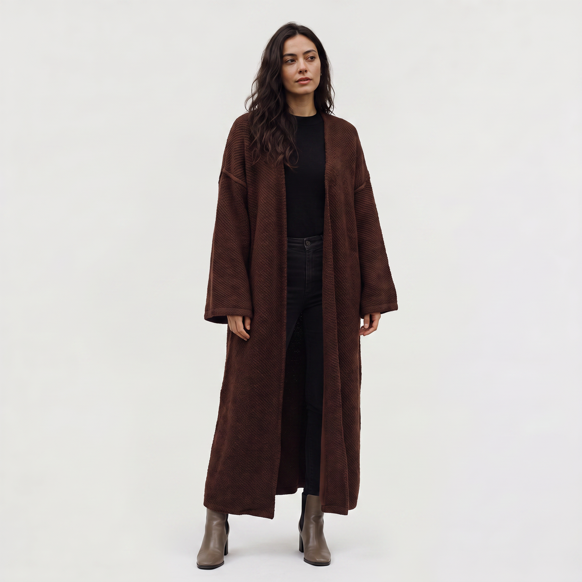 Cardigan long en maille à manches larges — Amielle Paris — vue 4