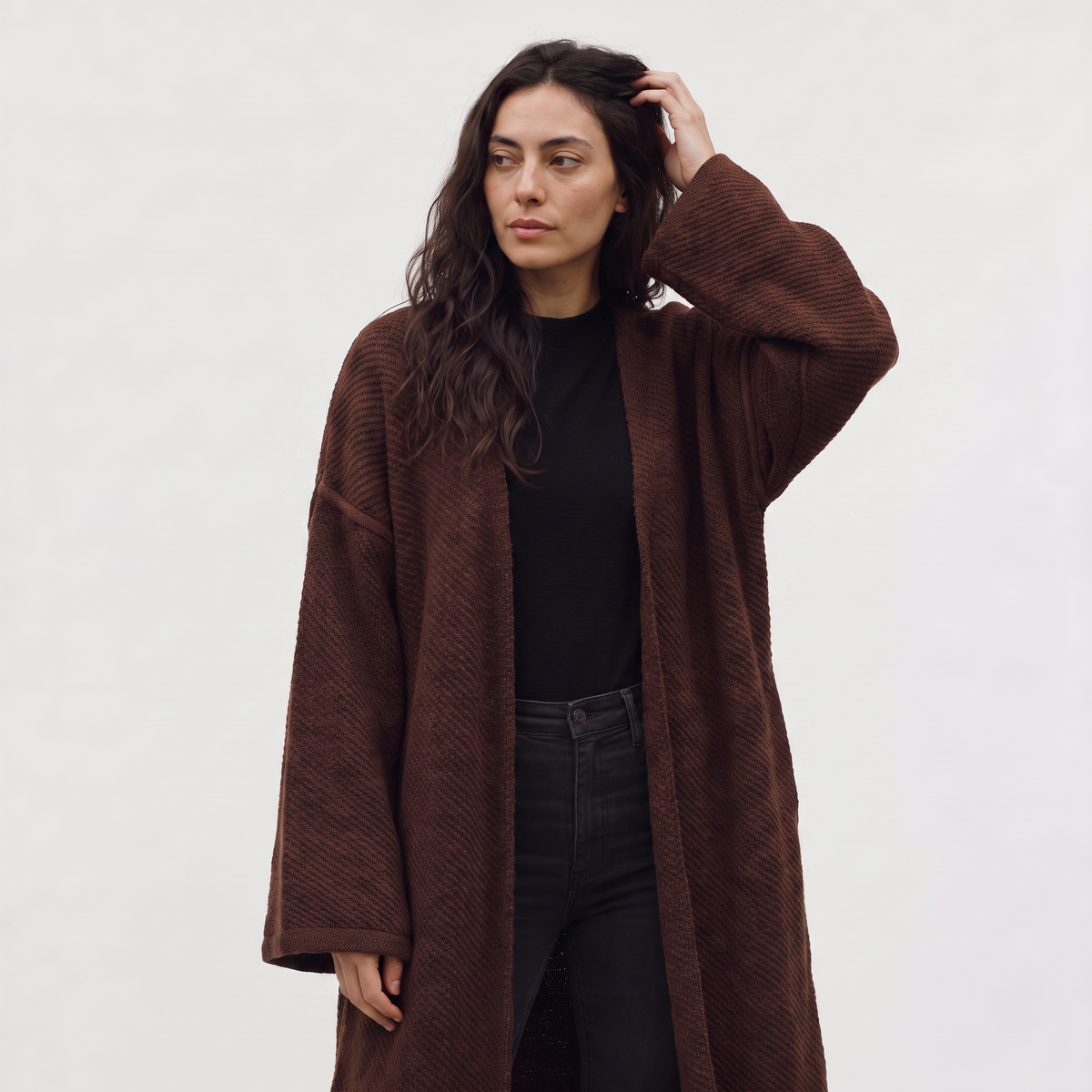 Cardigan long en maille à manches larges — Amielle Paris — vue 6