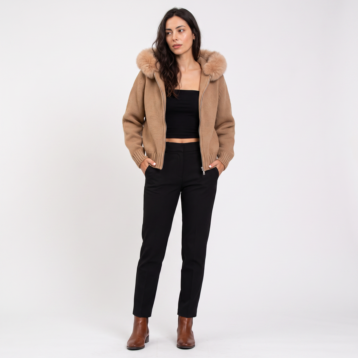 Veste en laine mélangée à col amovible — Amielle Paris — vue 4