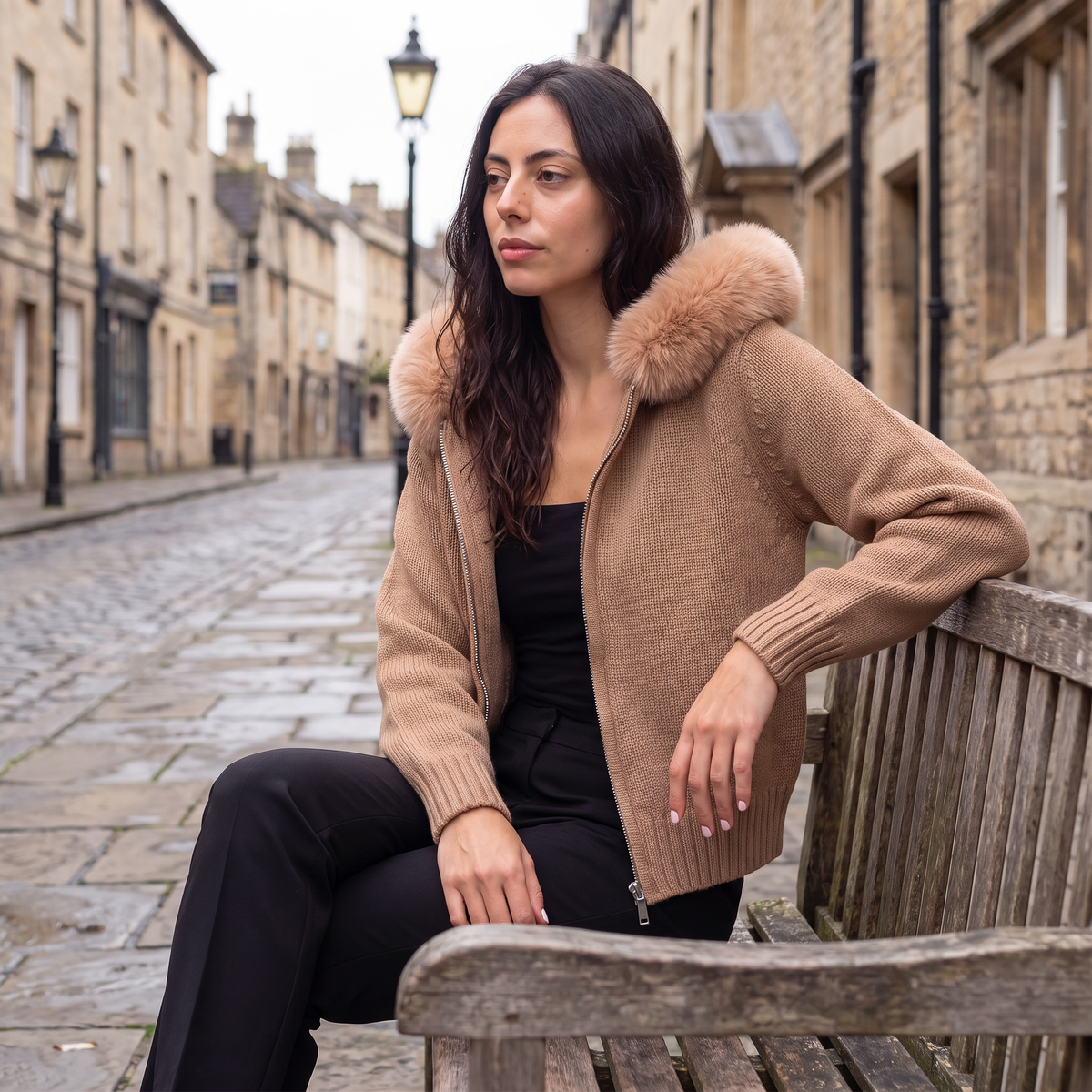 Veste en laine mélangée à col amovible — Amielle Paris — vue 2