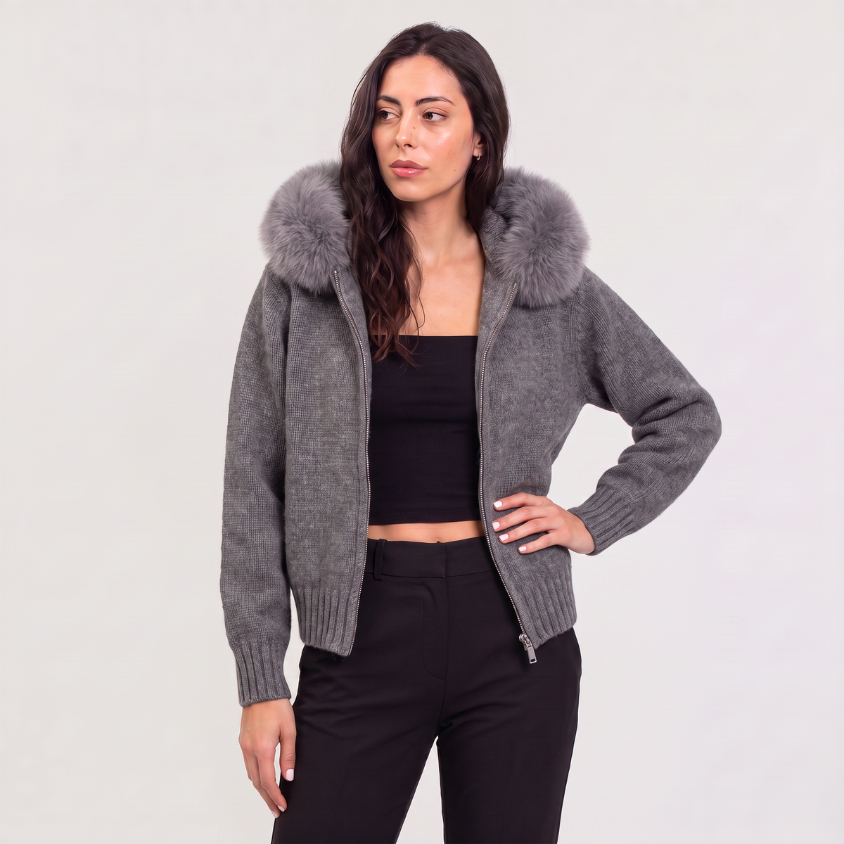 Veste en laine mélangée à col amovible — Amielle Paris — vue 8