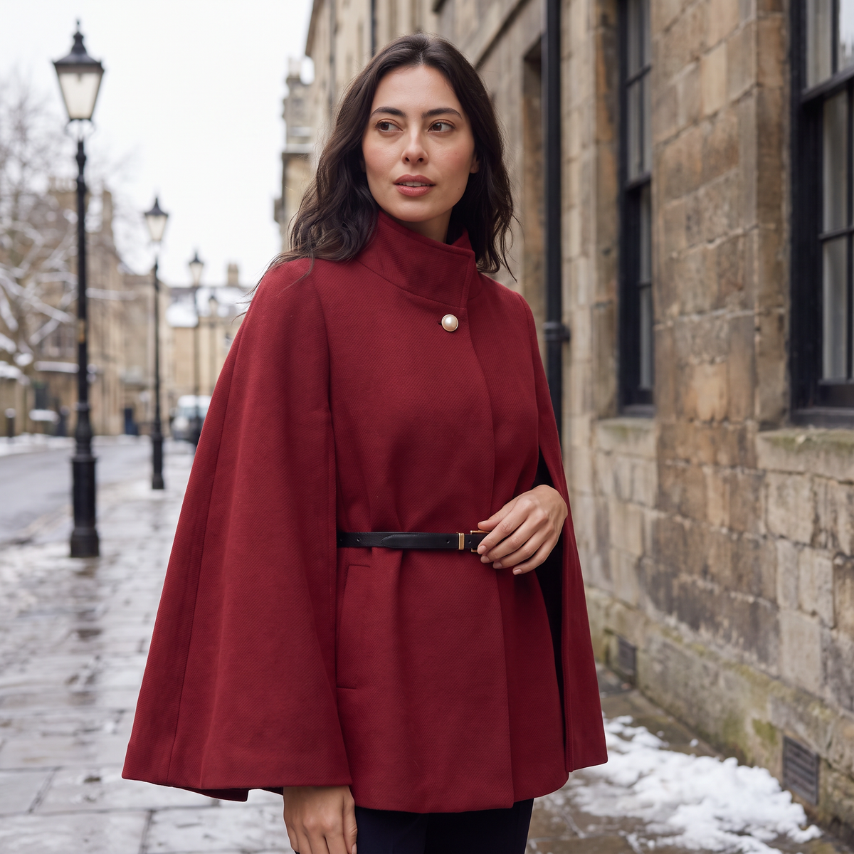 Manteau cape ceinturé à manches chauve-souris — Amielle Paris — vue 2