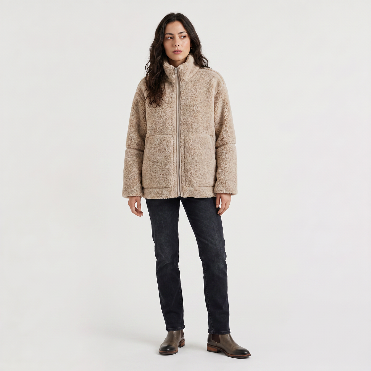 Veste teddy ample zippée à poches — Amielle Paris — vue 3