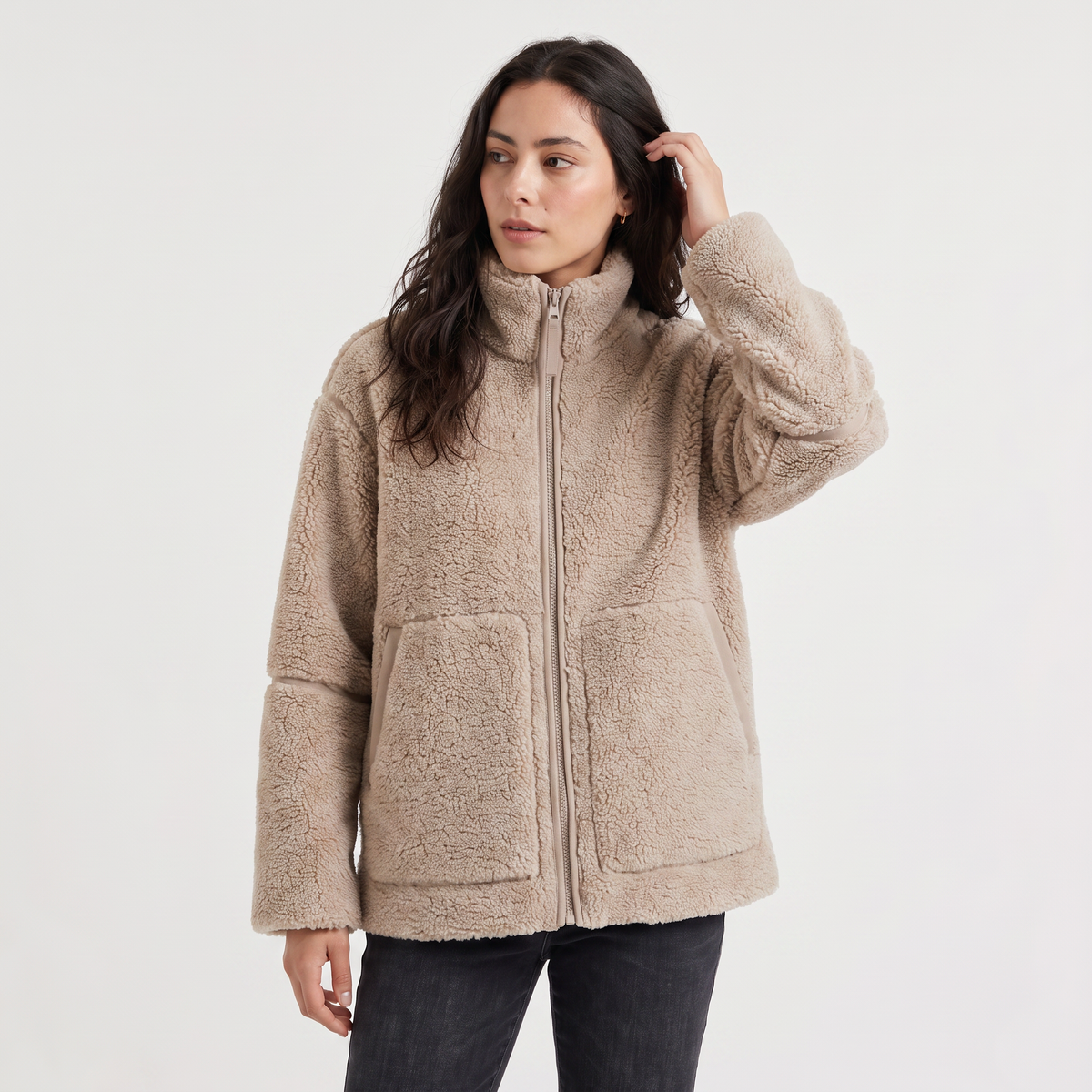 Veste teddy ample zippée à poches — Amielle Paris — vue 1