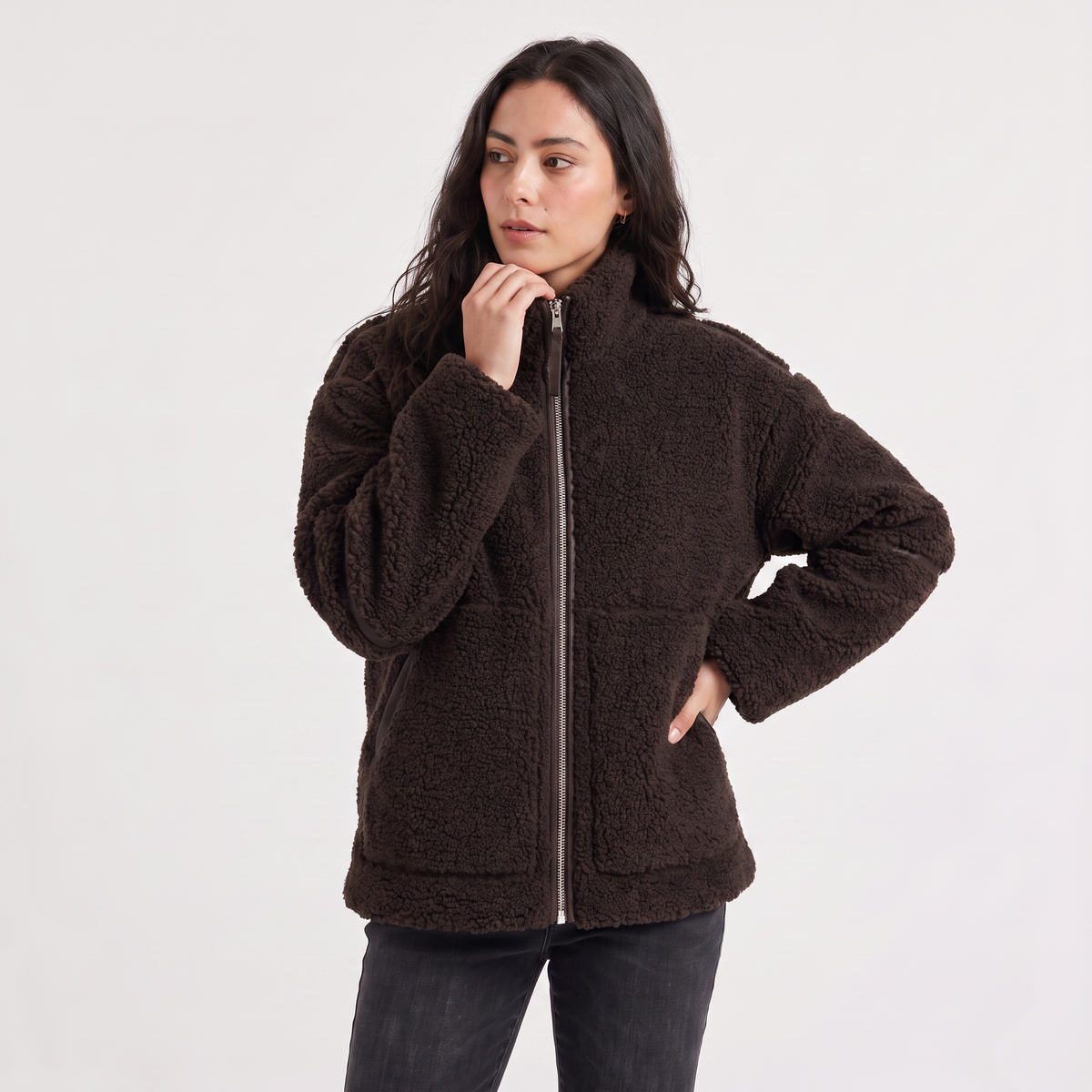 Veste teddy ample zippée à poches — Amielle Paris — vue 8