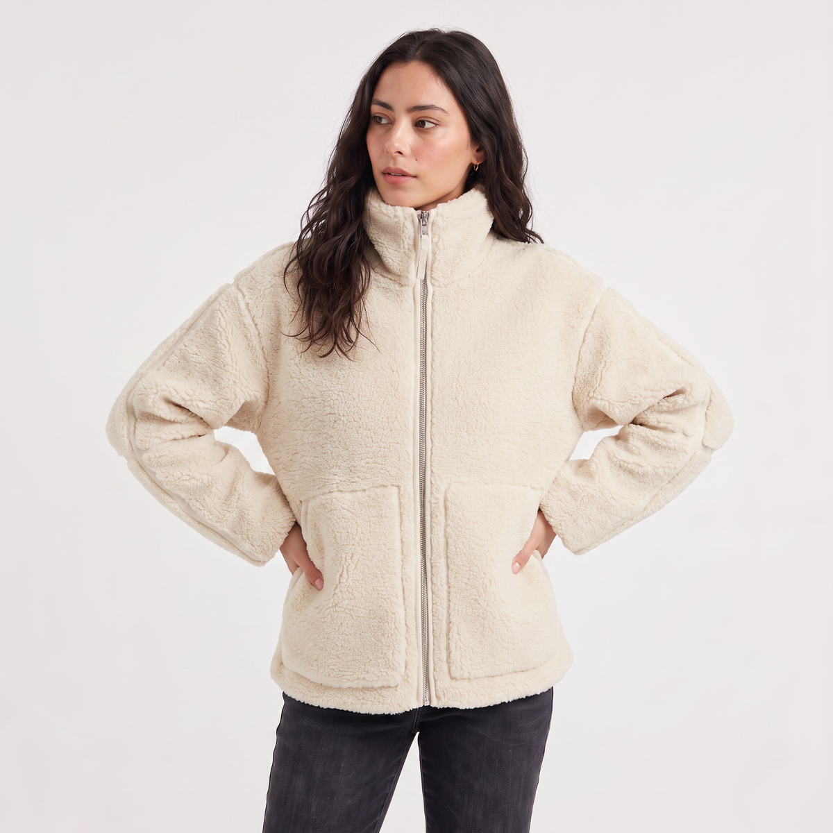 Veste teddy ample zippée à poches — Amielle Paris — vue 9