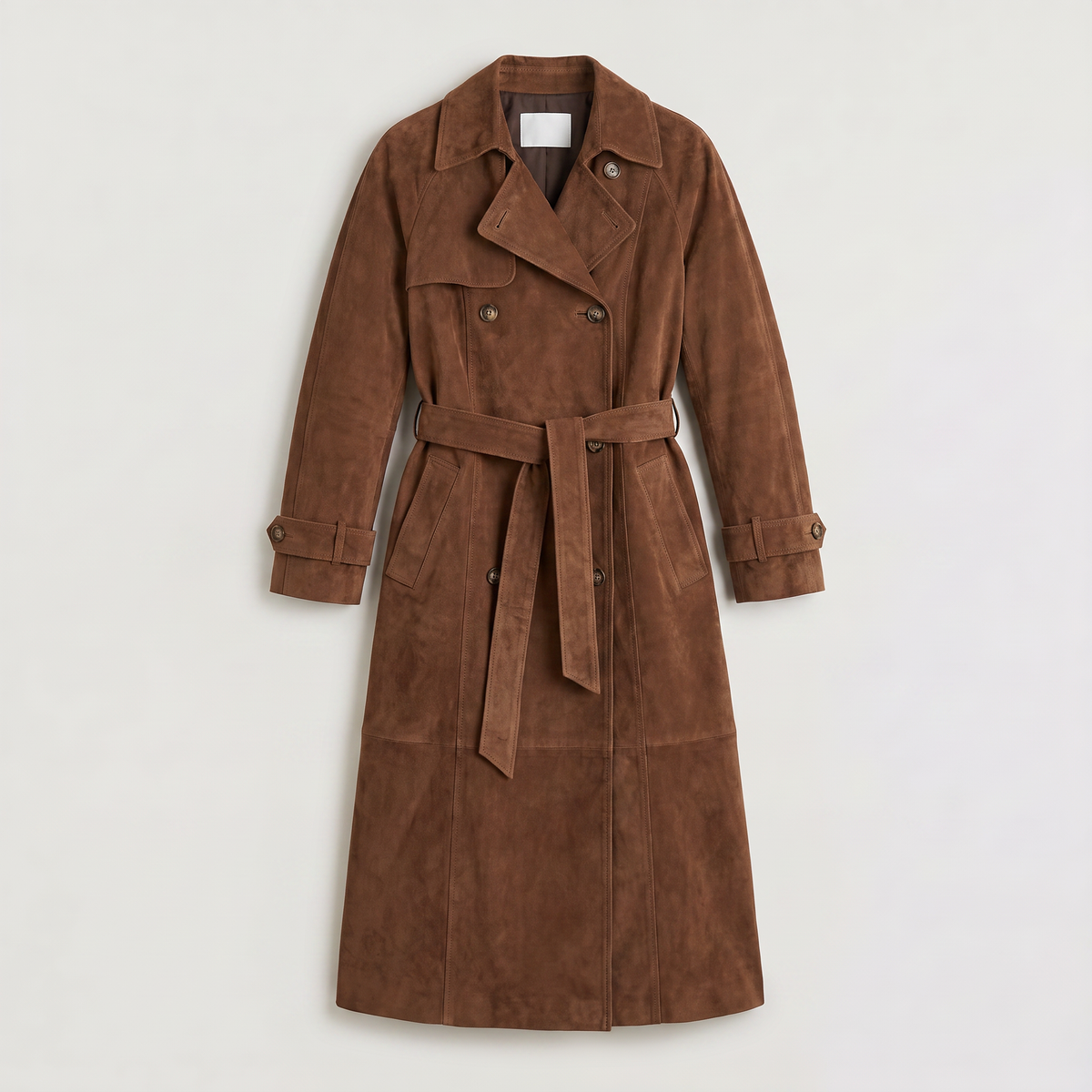 Trench long ajusté effet daim avec ceinture — Amielle Paris — vue 6