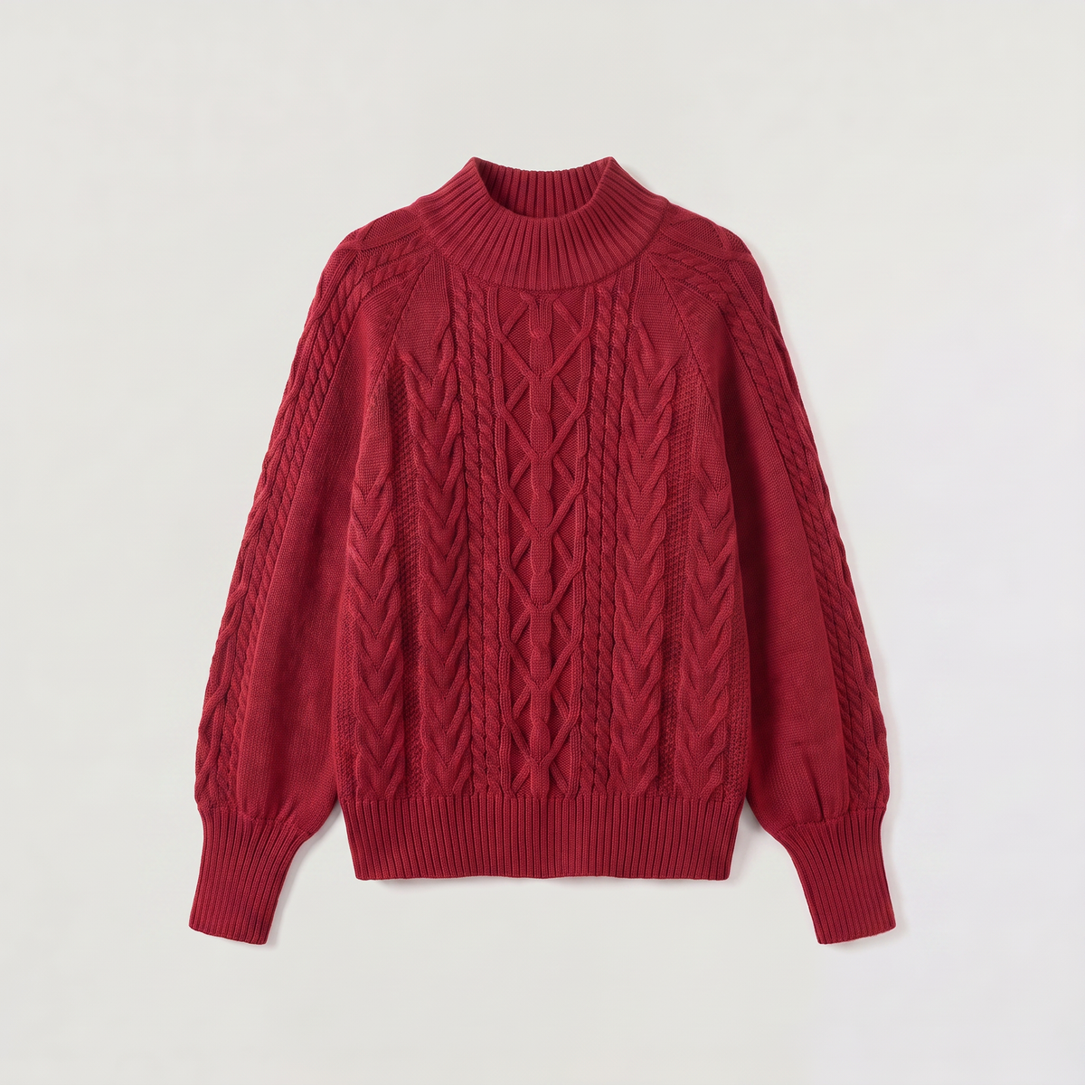 Pull torsadé à petit col montant et manches raglan — Amielle Paris — vue 6
