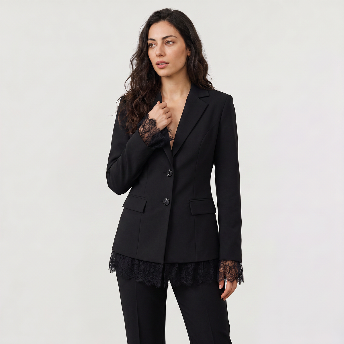 Blazer en dentelle à col à revers — Amielle Paris — vue 3