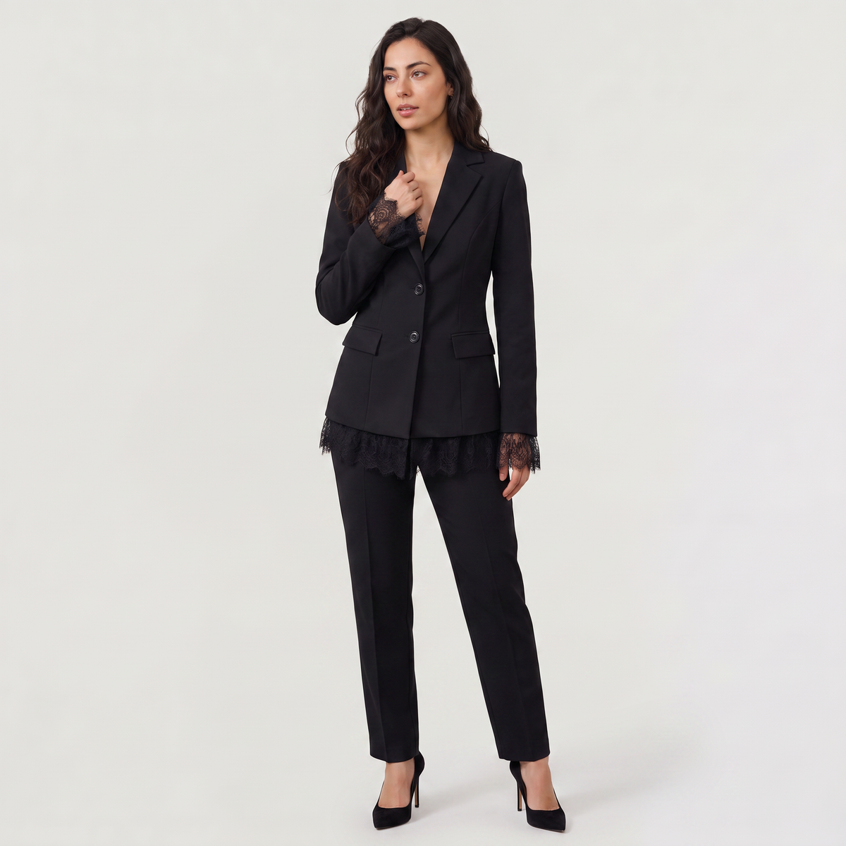 Blazer en dentelle à col à revers — Amielle Paris — vue 4