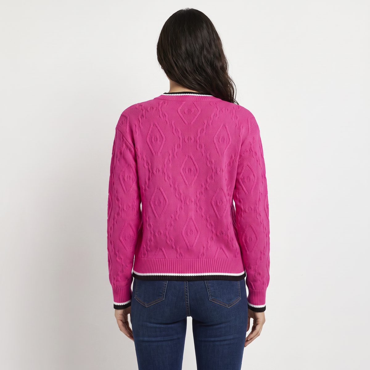 Pull à col et poignets rayés contrastants — Amielle Paris — vue 4