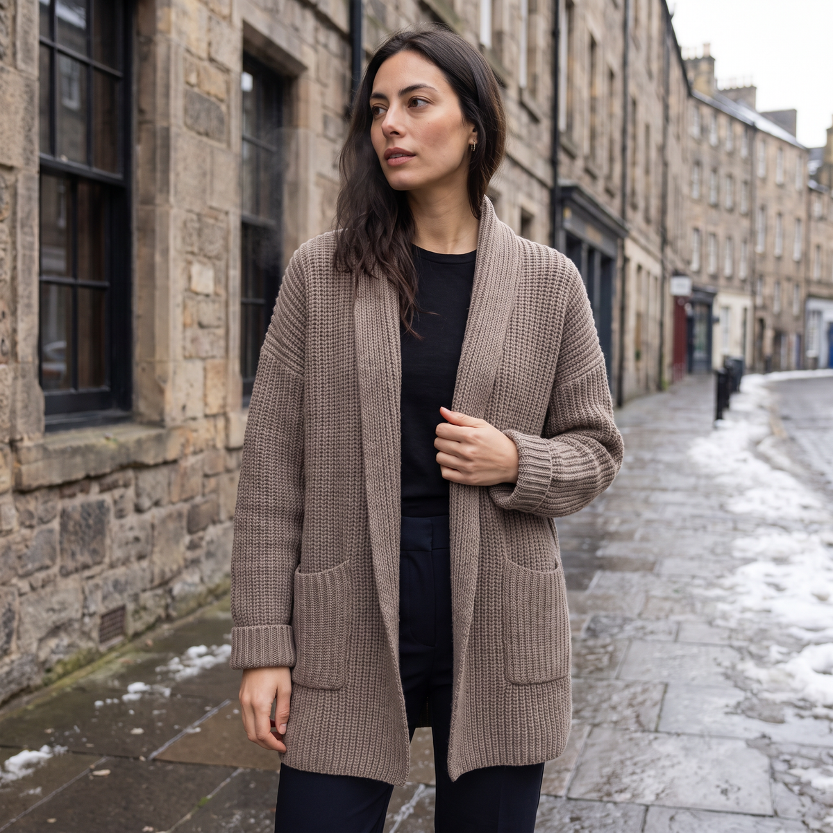 Cardigan long ouvert en maille légère — Amielle Paris — vue 2