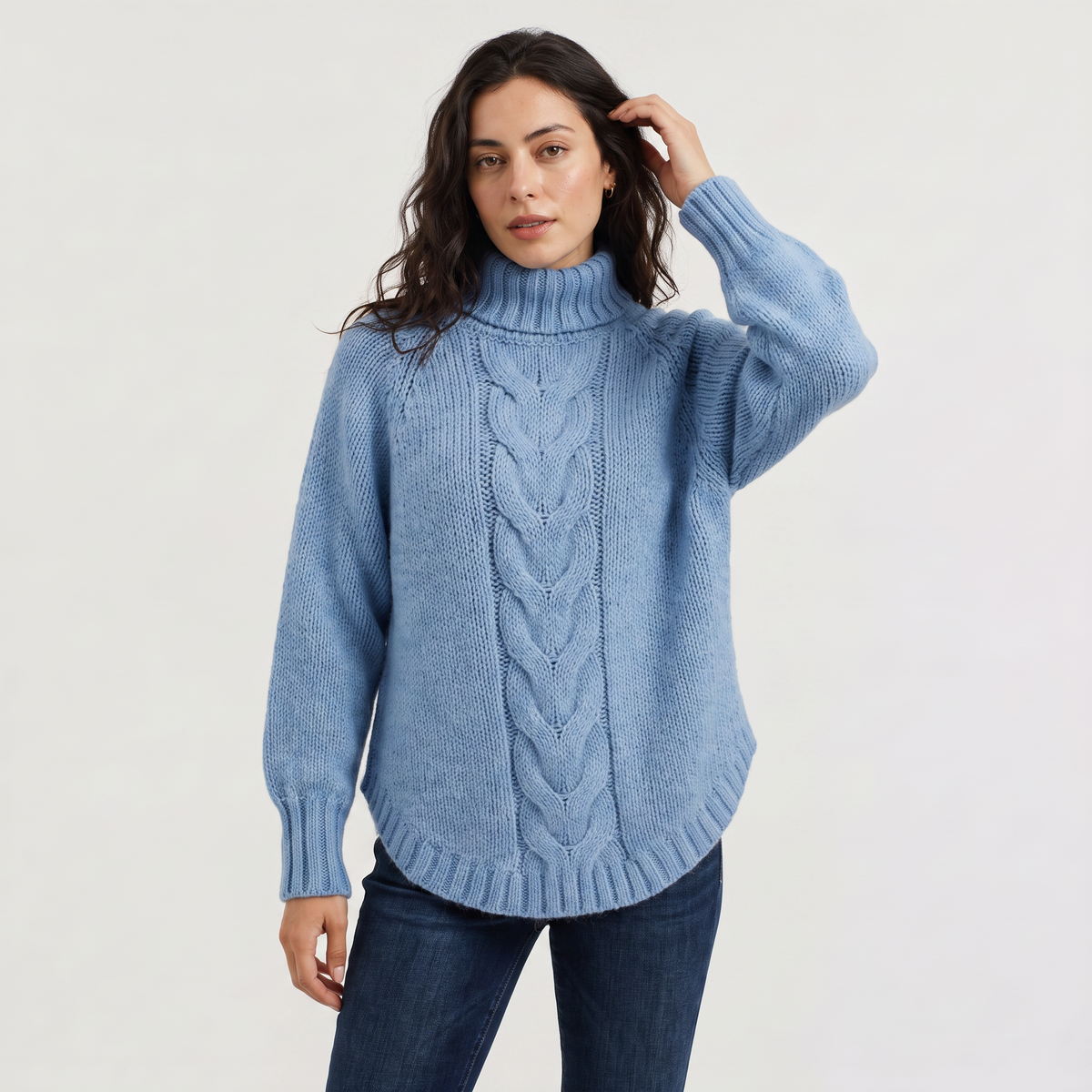Pull à col roulé et panneau torsadé central — Amielle Paris — vue 1