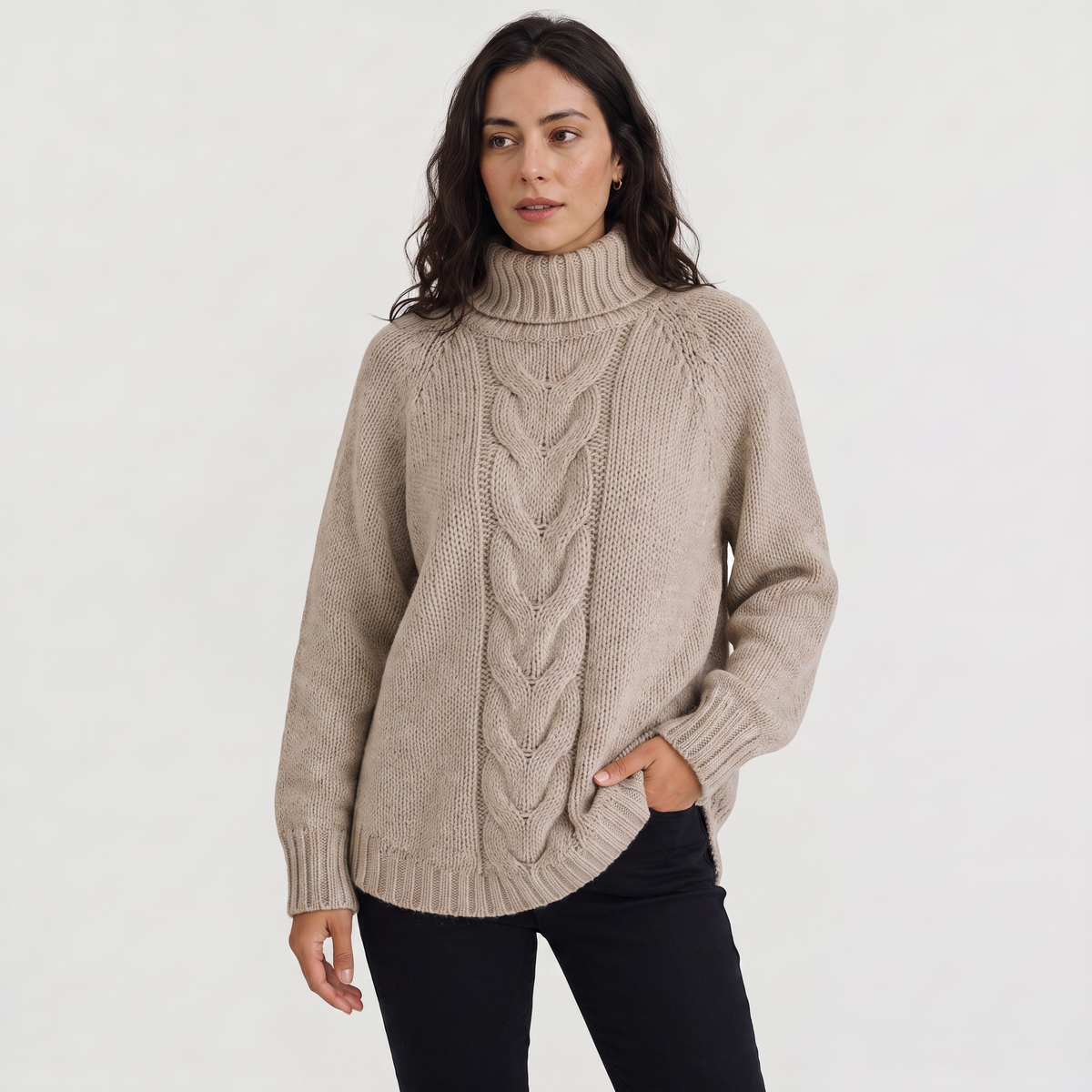 Pull à col roulé et panneau torsadé central — Amielle Paris — vue 9