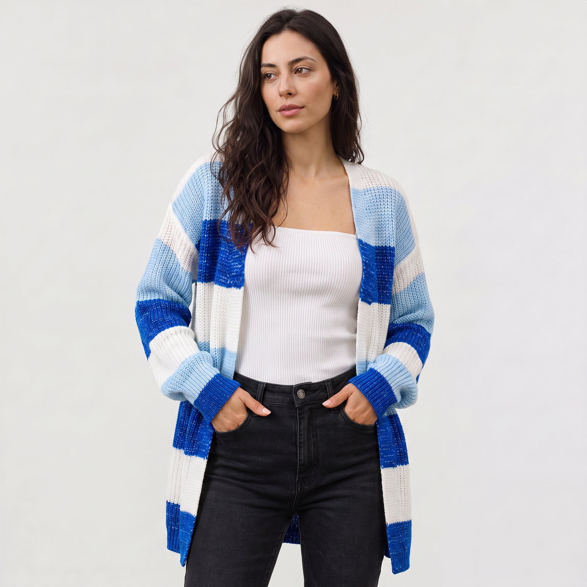 Cardigan léger ouvert à coupe décontractée — Amielle Paris — vue 2