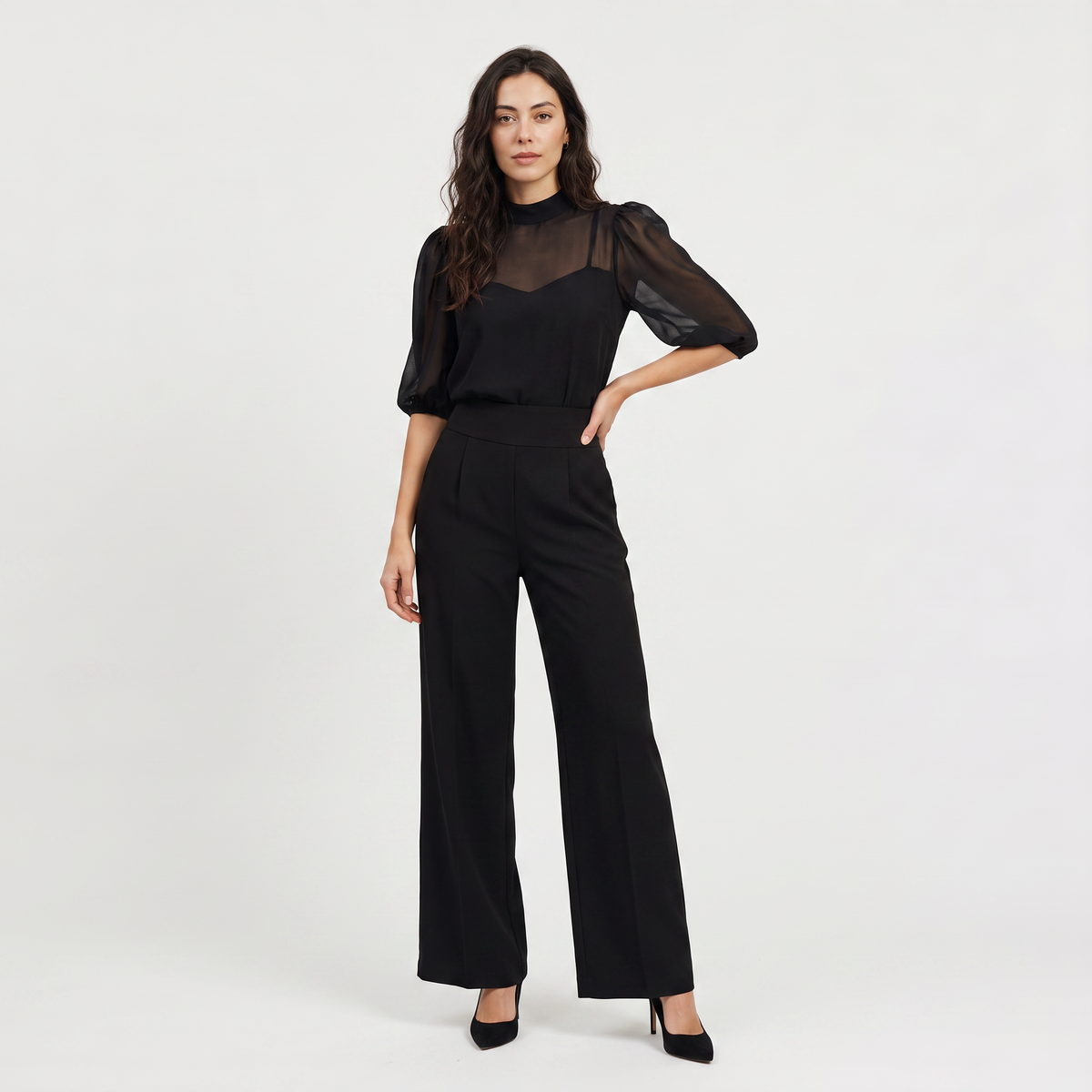 Combinaison pantalon large à manches bouffantes — Amielle Paris — vue 1