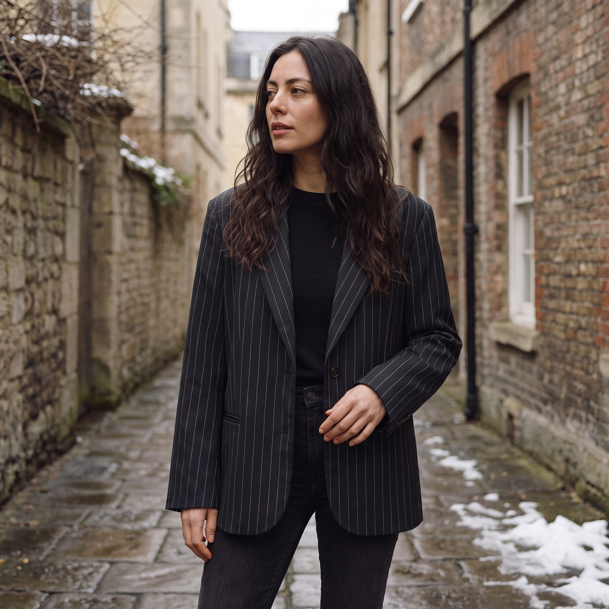 Blazer ample à fines rayures et grands revers — Amielle Paris — vue 2