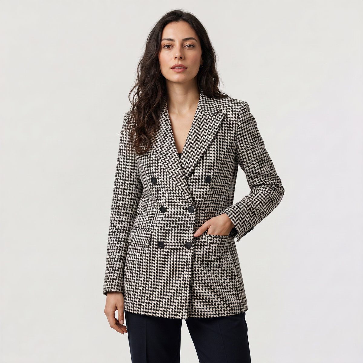 Blazer pied-de-poule à boutonnage croisé — Amielle Paris — vue 1