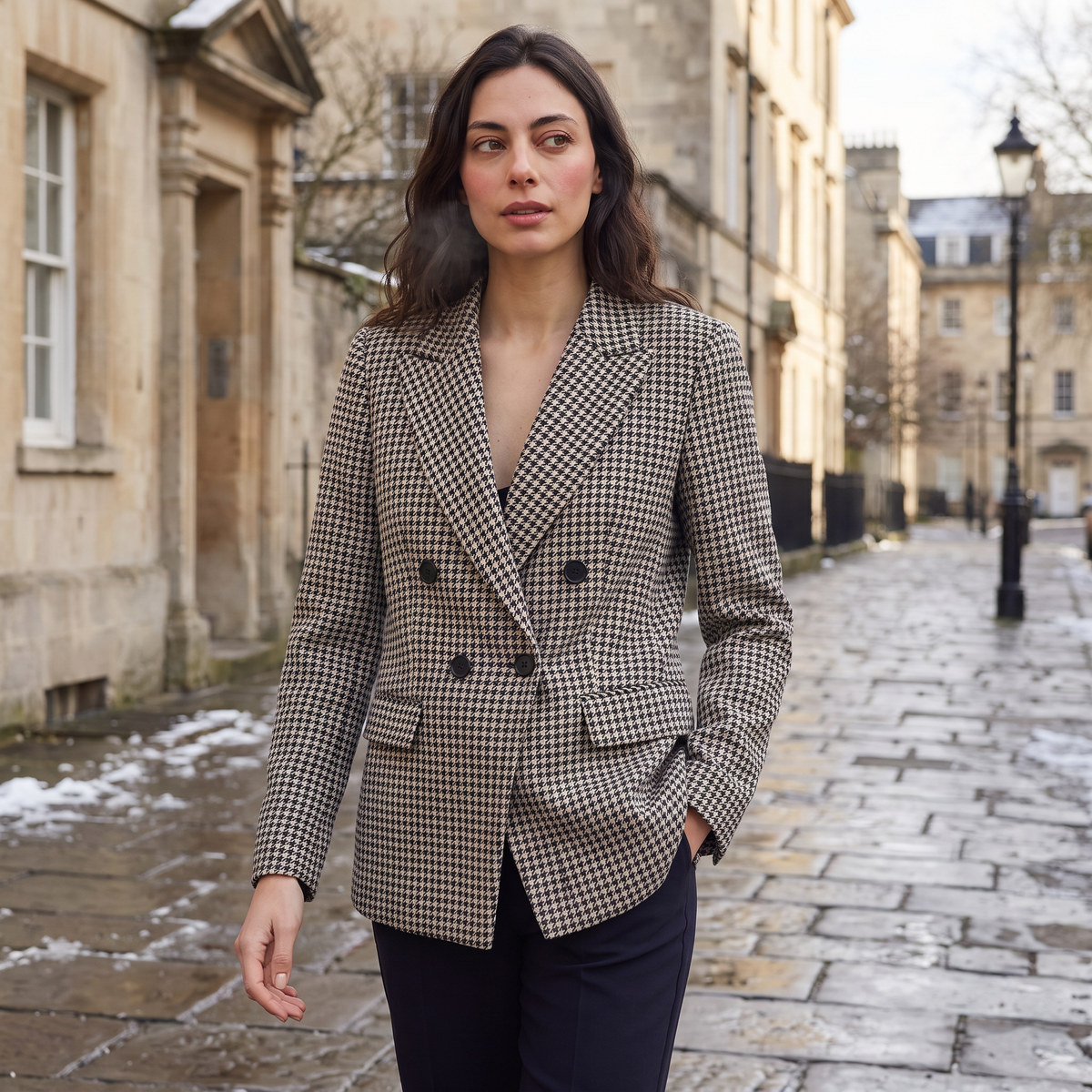 Blazer pied-de-poule à boutonnage croisé — Amielle Paris — vue 2