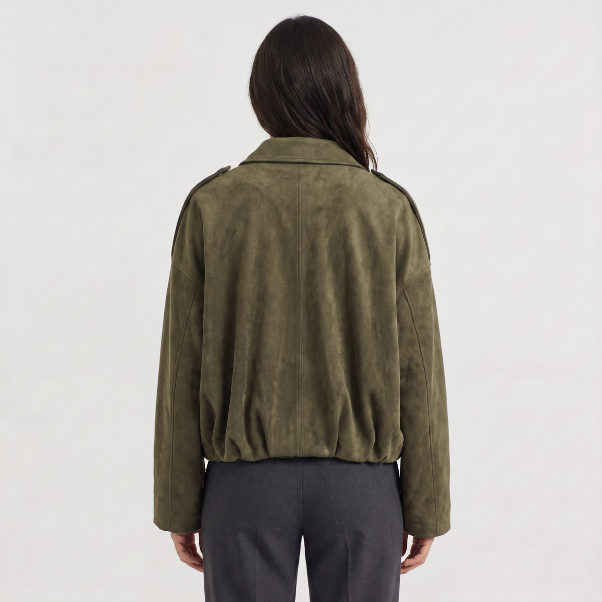 Blouson bomber ample effet daim à col rabattu — Amielle Paris — vue 3