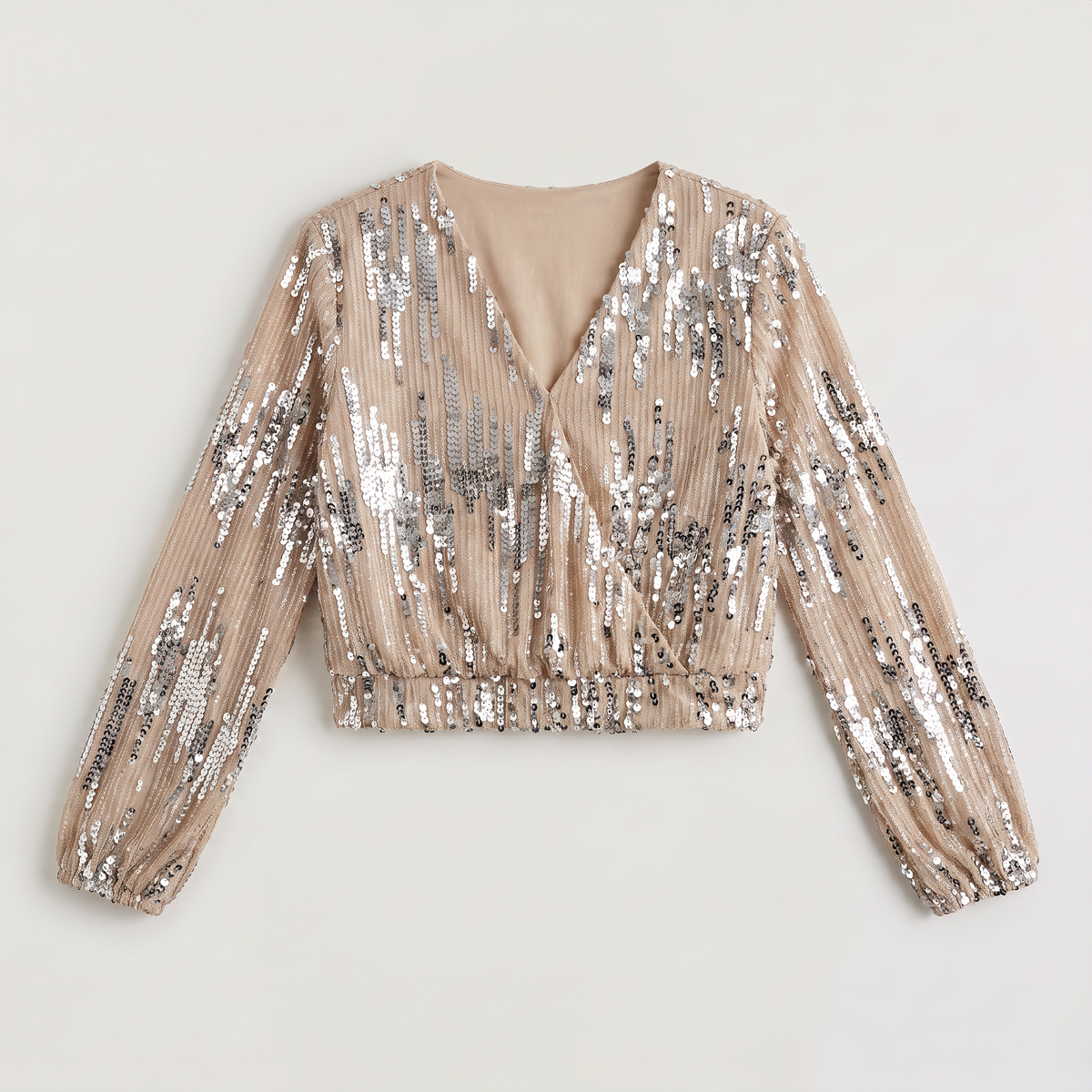 Blouse à sequins col V et manches longues — Amielle Paris — vue 7