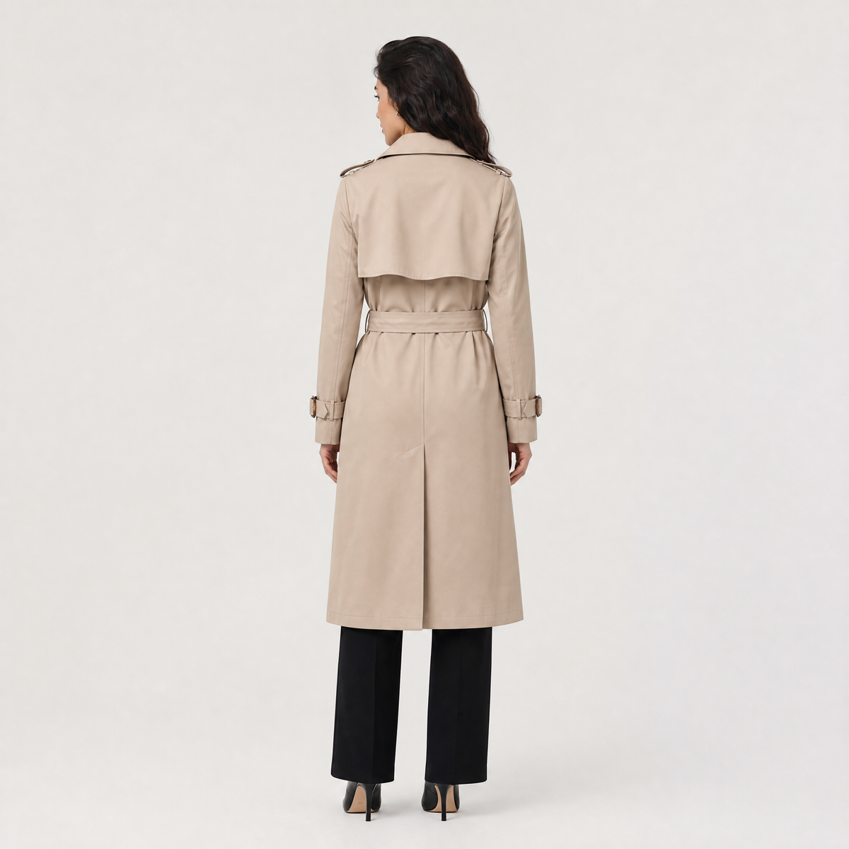Trench mi-long ceinturé à grands revers — Amielle Paris — vue 4