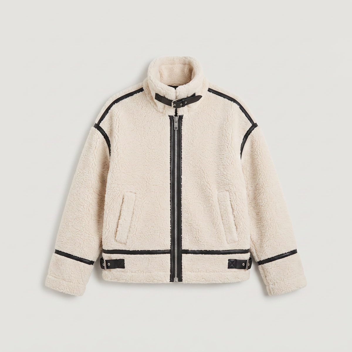 Veste teddy zippée à finitions contrastées — Amielle Paris — vue 6