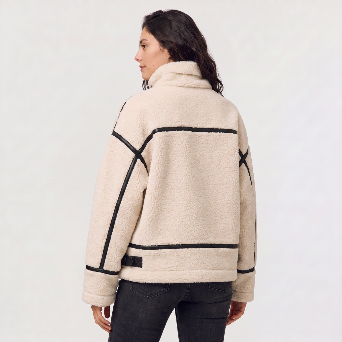 Veste teddy zippée à finitions contrastées — Amielle Paris — vue 4