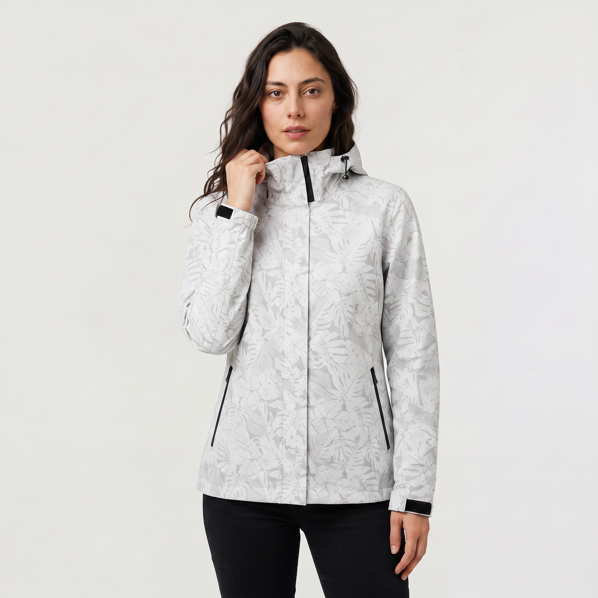 Veste légère à capuche et imprimé feuilles — Amielle Paris — vue 1