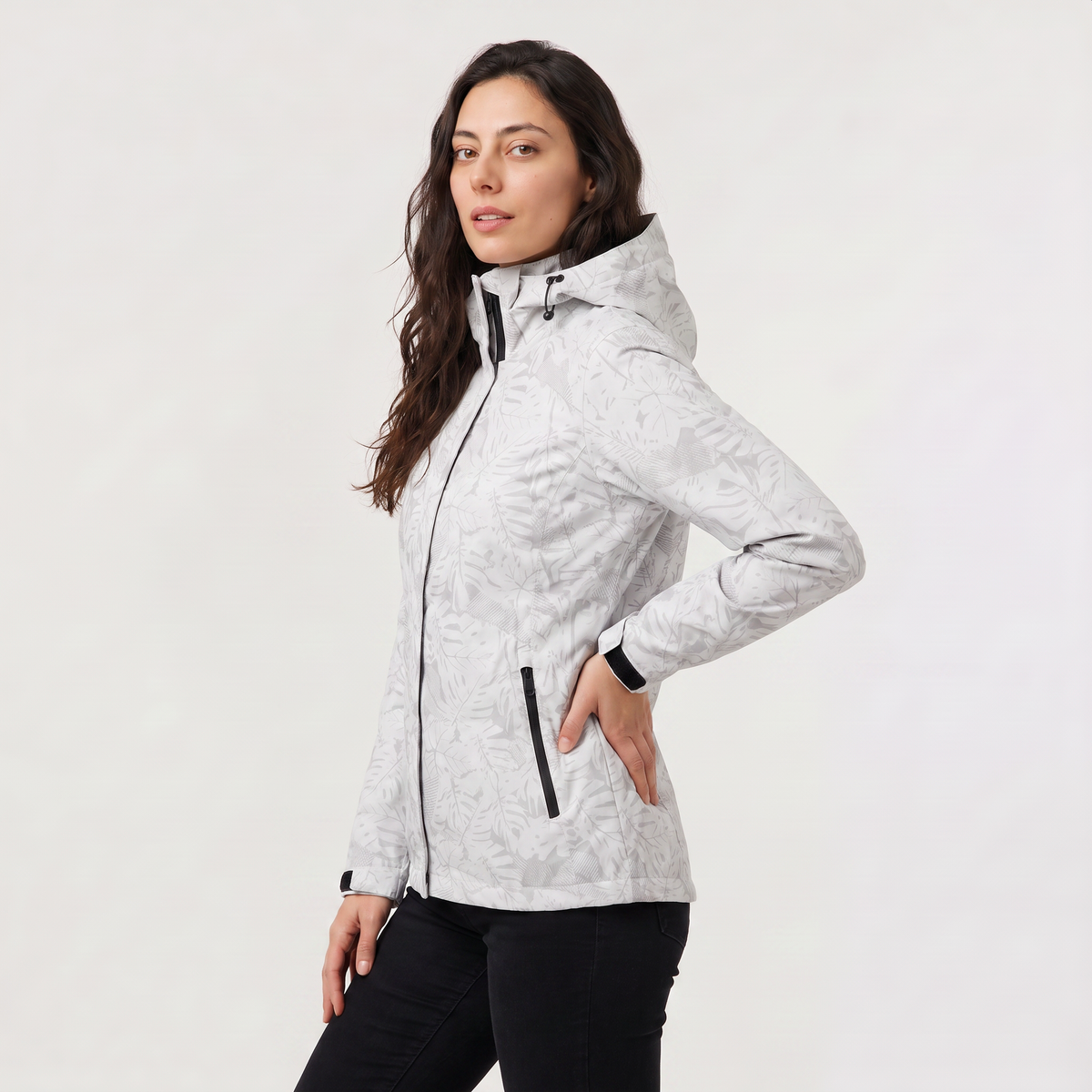 Veste légère à capuche et imprimé feuilles — Amielle Paris — vue 4