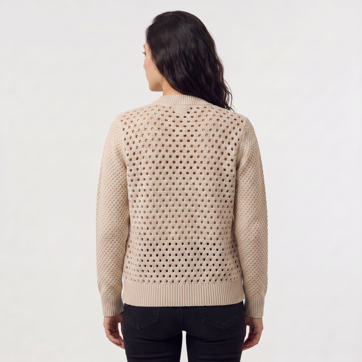 Cardigan ajouré zippé à col rond — Amielle Paris — vue 5