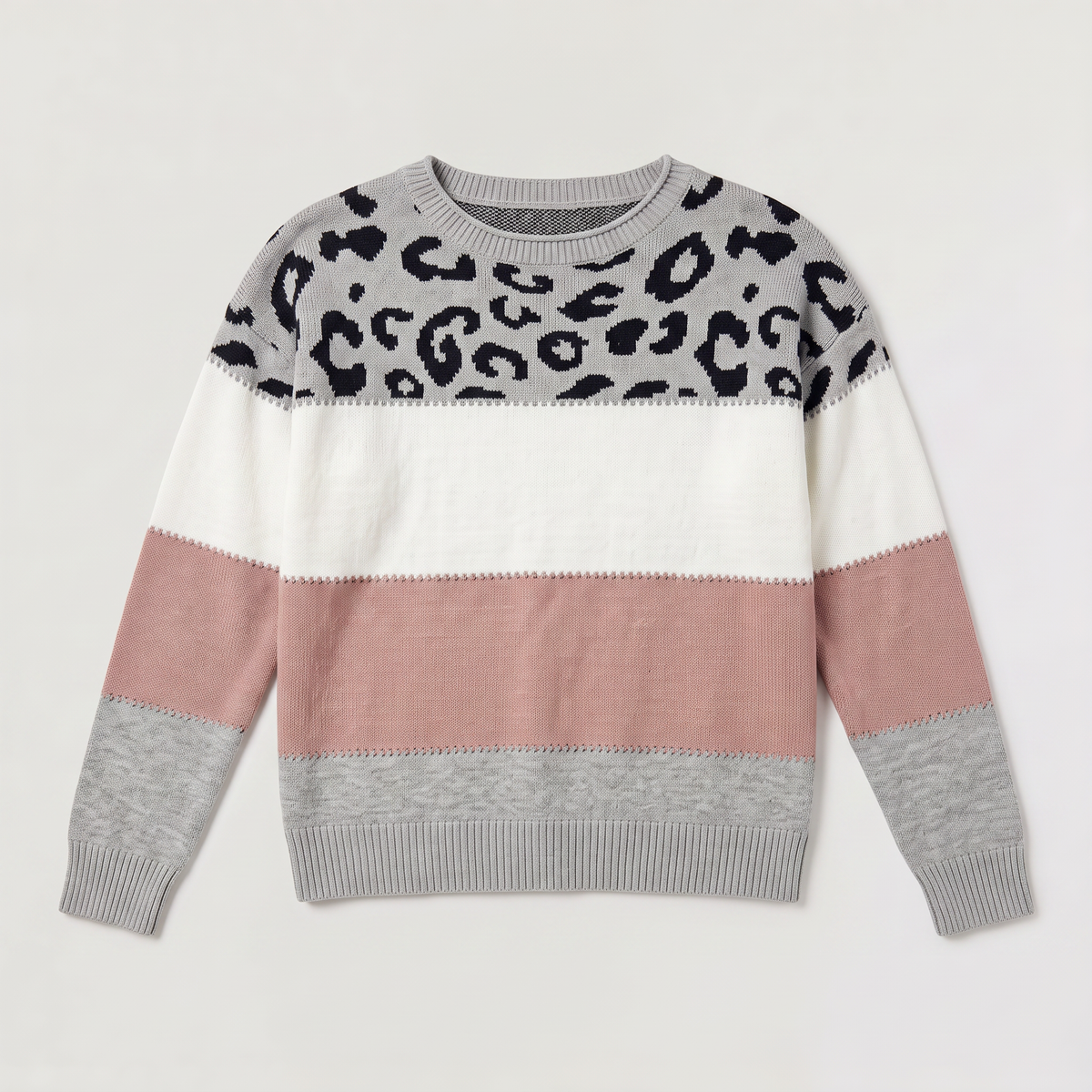 Pull à empiècement léopard et blocs de couleur — Amielle Paris — vue 7