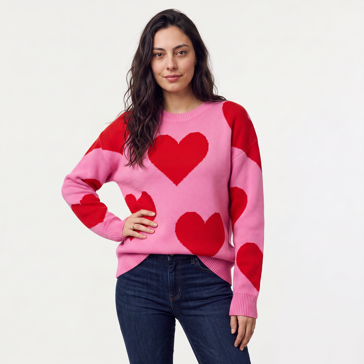Pull à motifs cœurs et col rond — Amielle Paris — vue 8