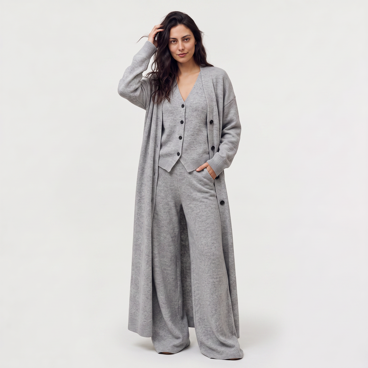 Ensemble en maille trois pièces à pantalon large — Amielle Paris — vue 7