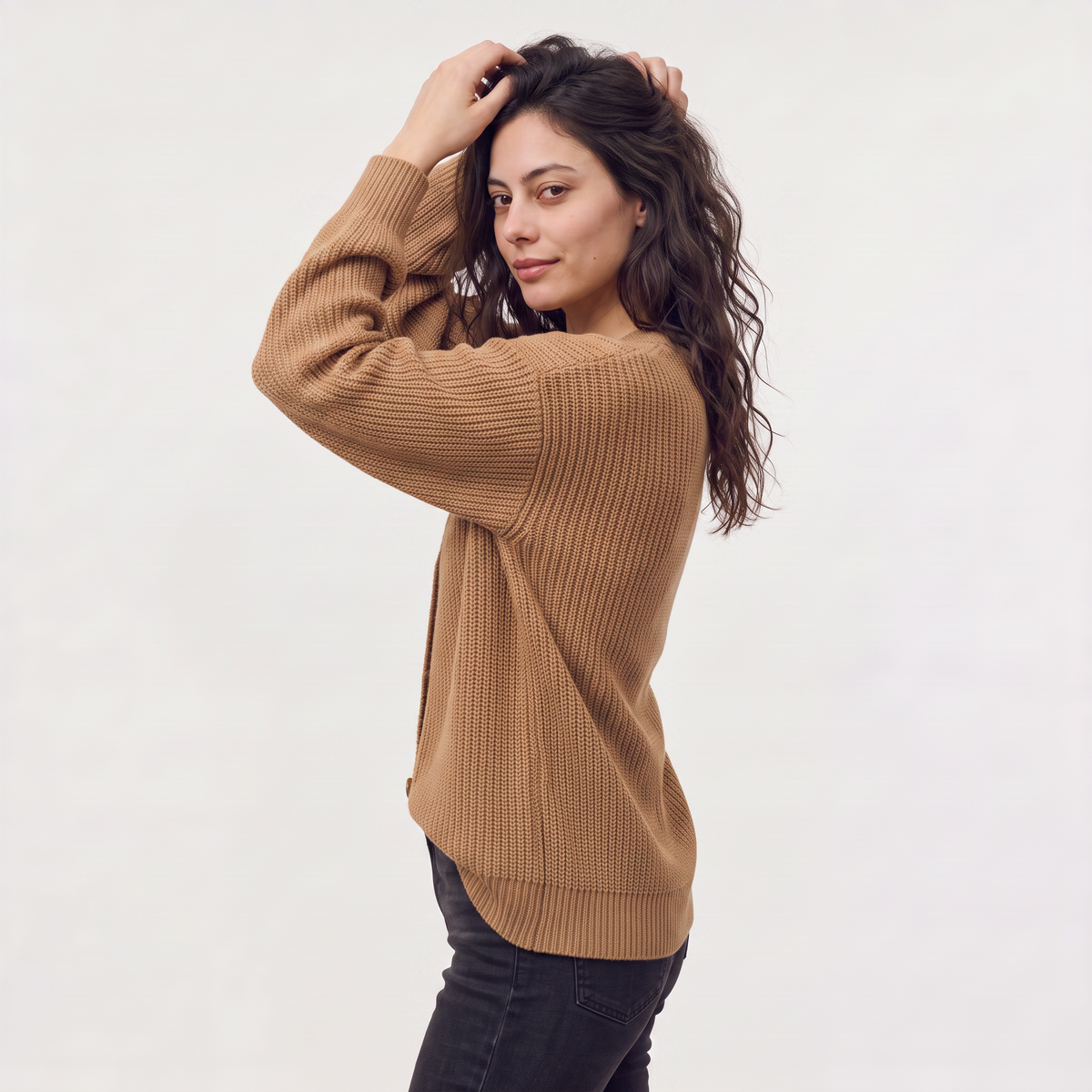 Cardigan côtelé boutonné à col V — Amielle Paris — vue 4