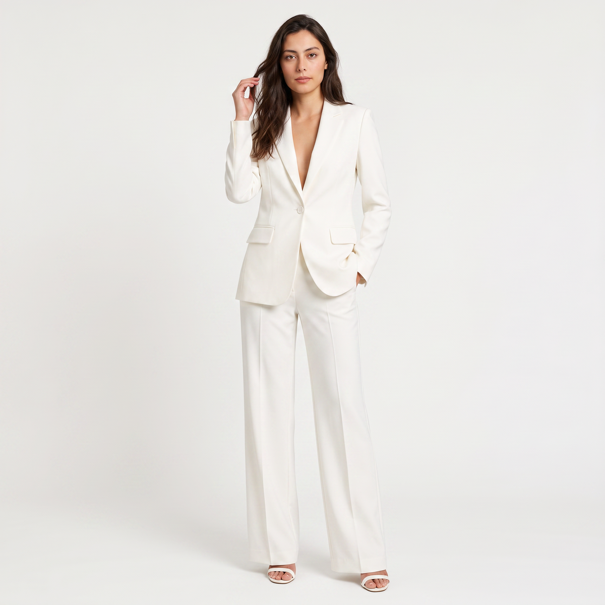 Tailleur deux pièces à blazer et pantalon large — Amielle Paris — vue 8