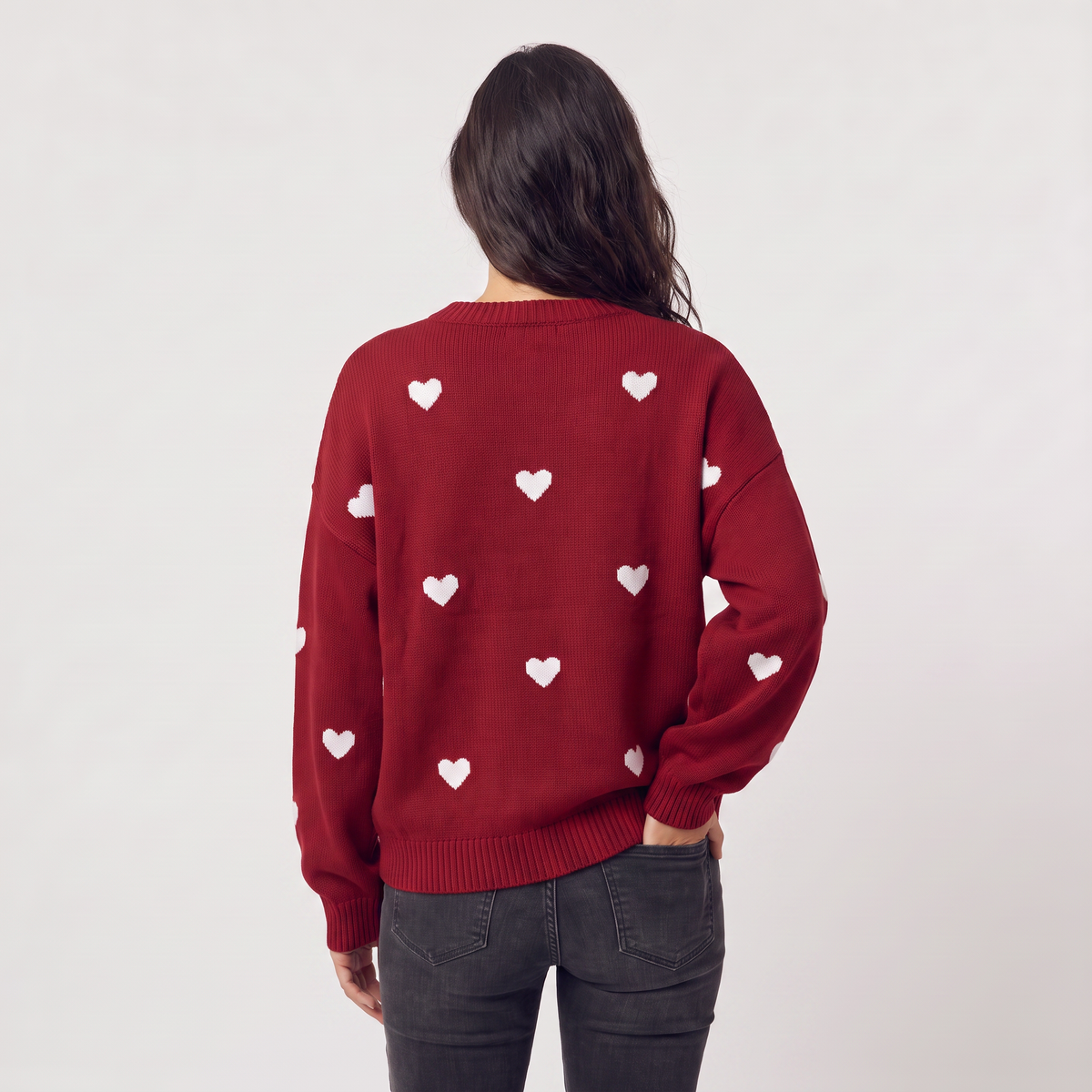 Pull ample à motifs cœurs et épaules tombantes — Amielle Paris — vue 3